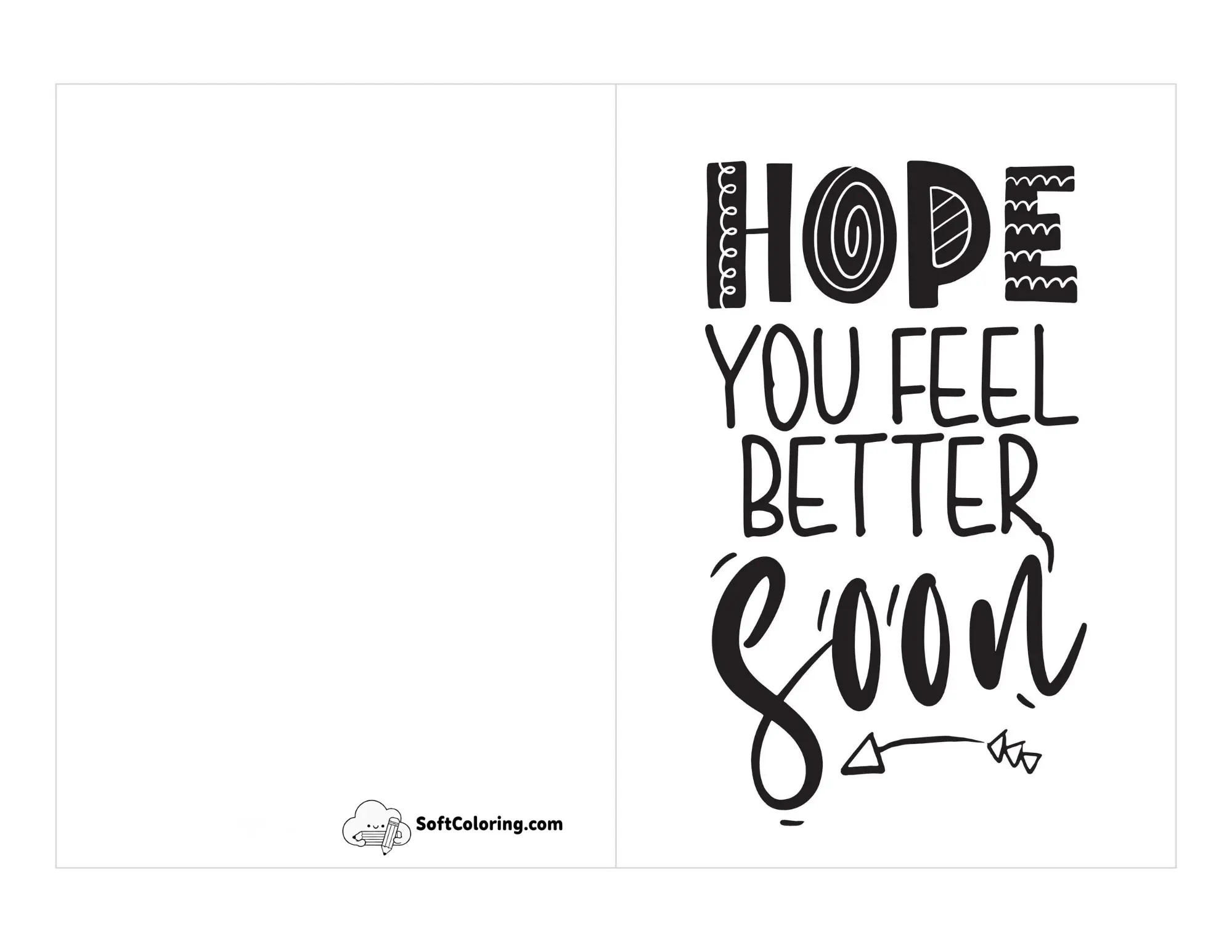 "Hope You Feel Better Soon" Word Art Printable Card