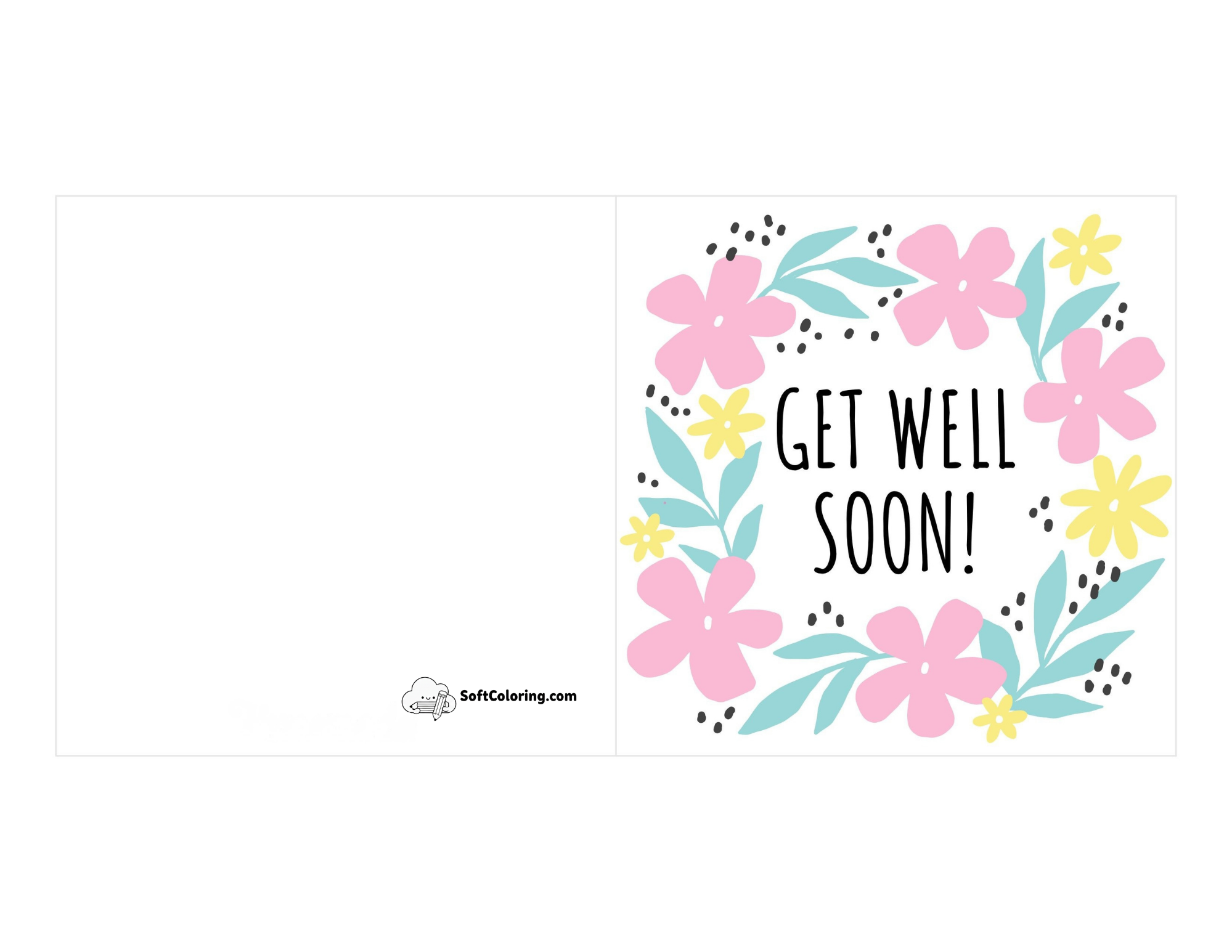 "Get Well Soon" Colorful Flower Card To Print