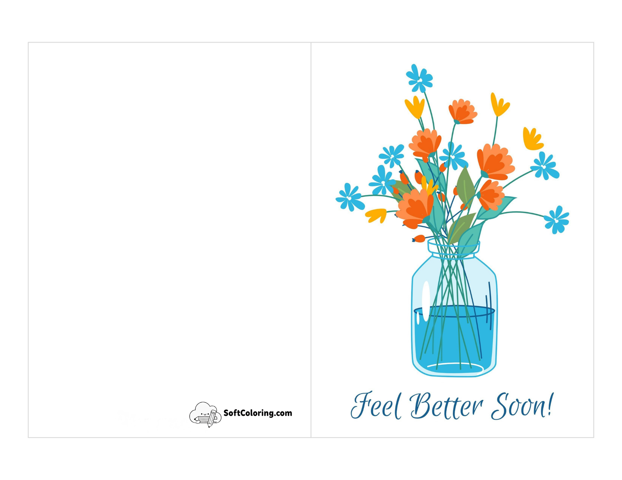 Jar Of Flowers "Feel Better Soon" Printable Card