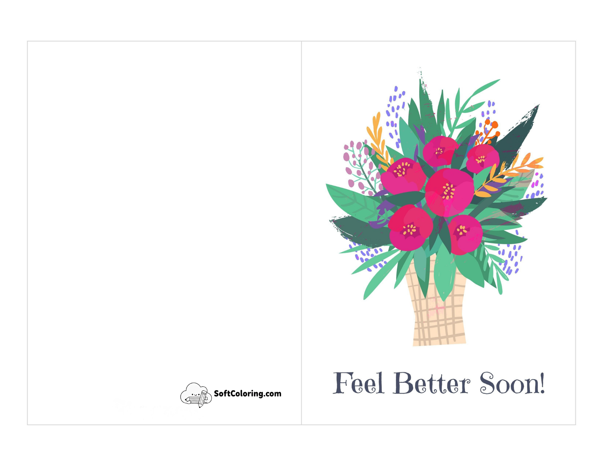 Colorful Flowers "Feel Better Soon" Printable Card