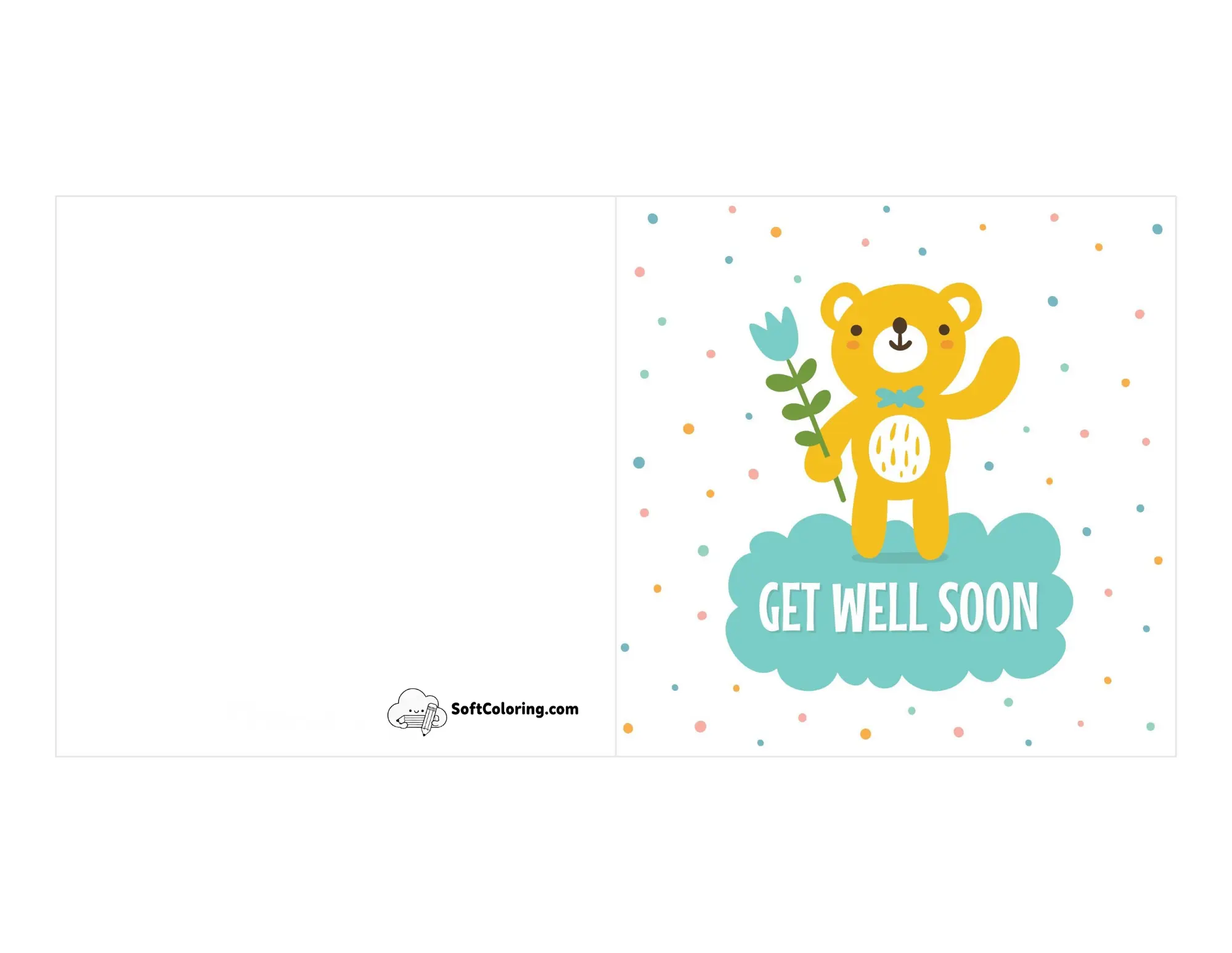 Cute Teddy With Flower "Get Well Soon" Card To Print