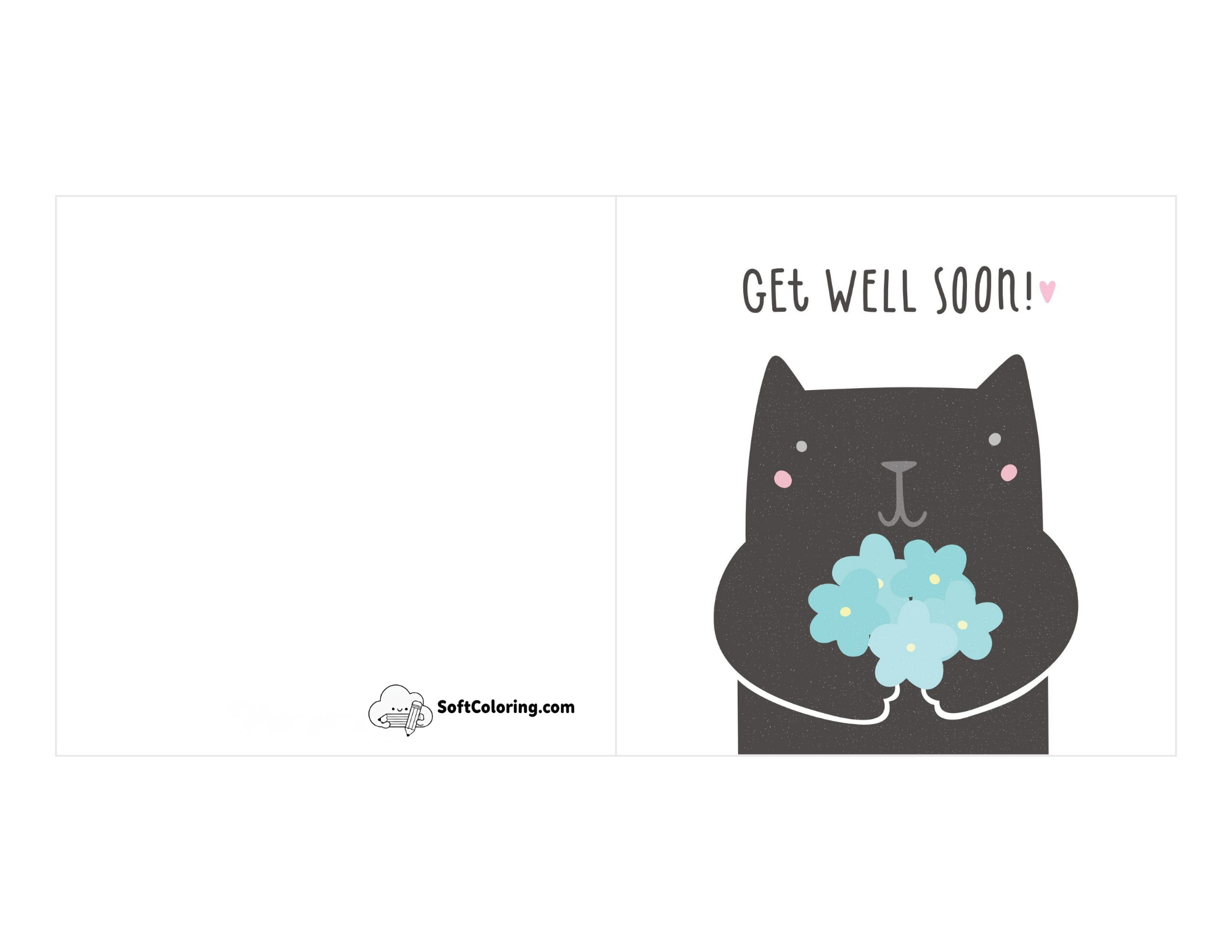 Cute Cat With Flowers "Get Well Soon" Card