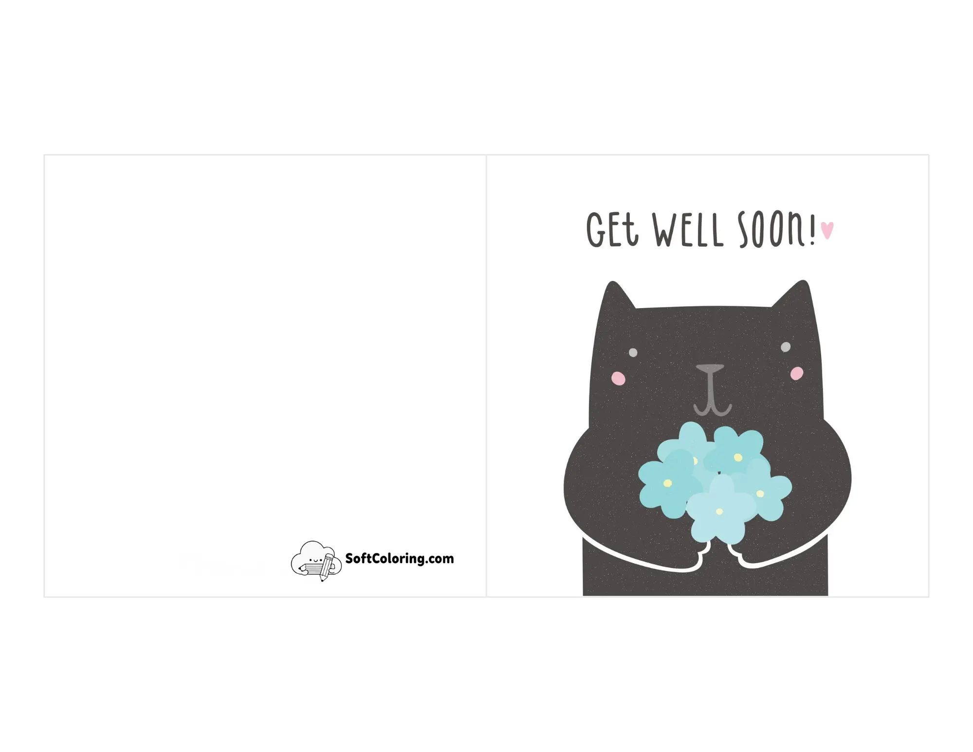 Cute Cat With Flowers "Get Well Soon" Card