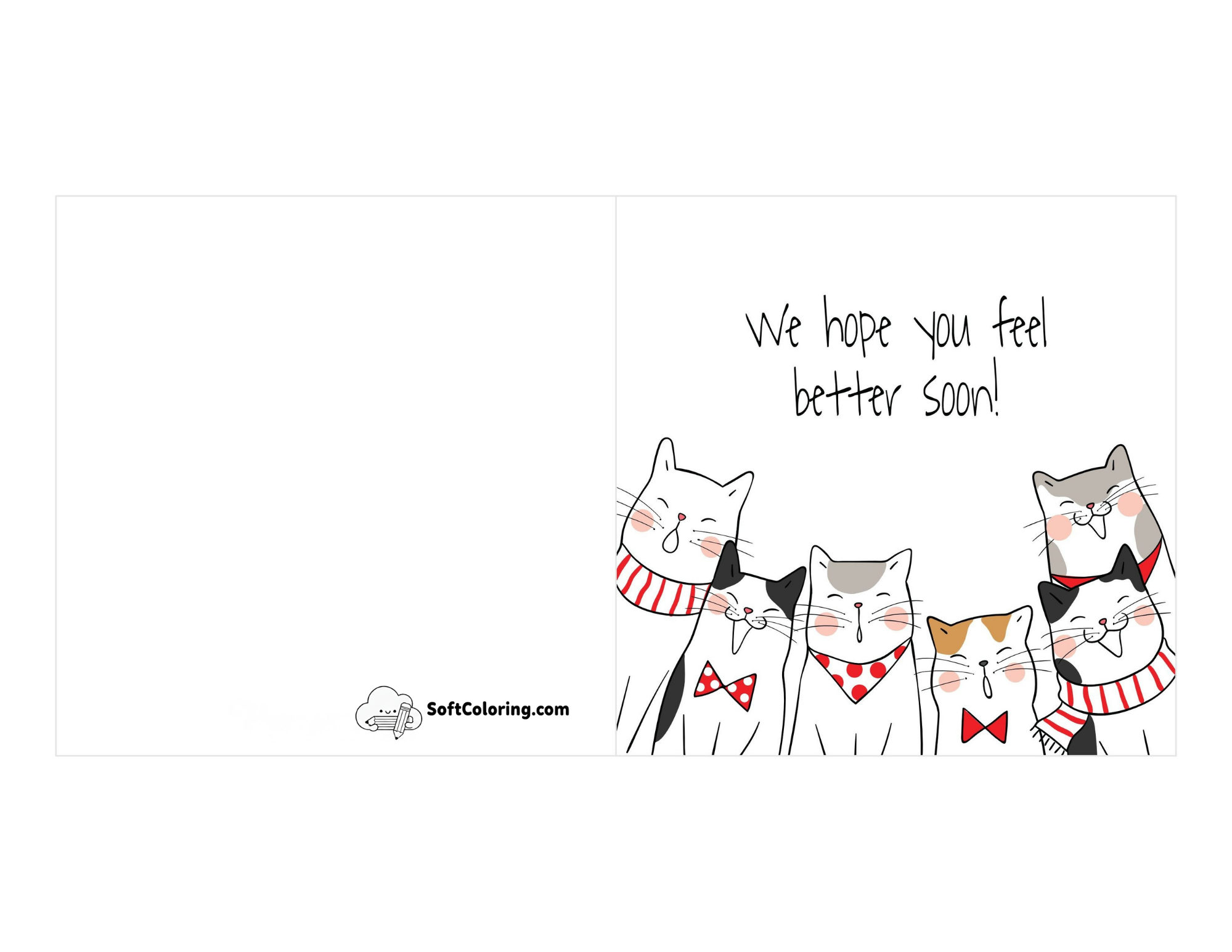 "We Hope You Feel Better Soon" Cute Cats Card For Friends
