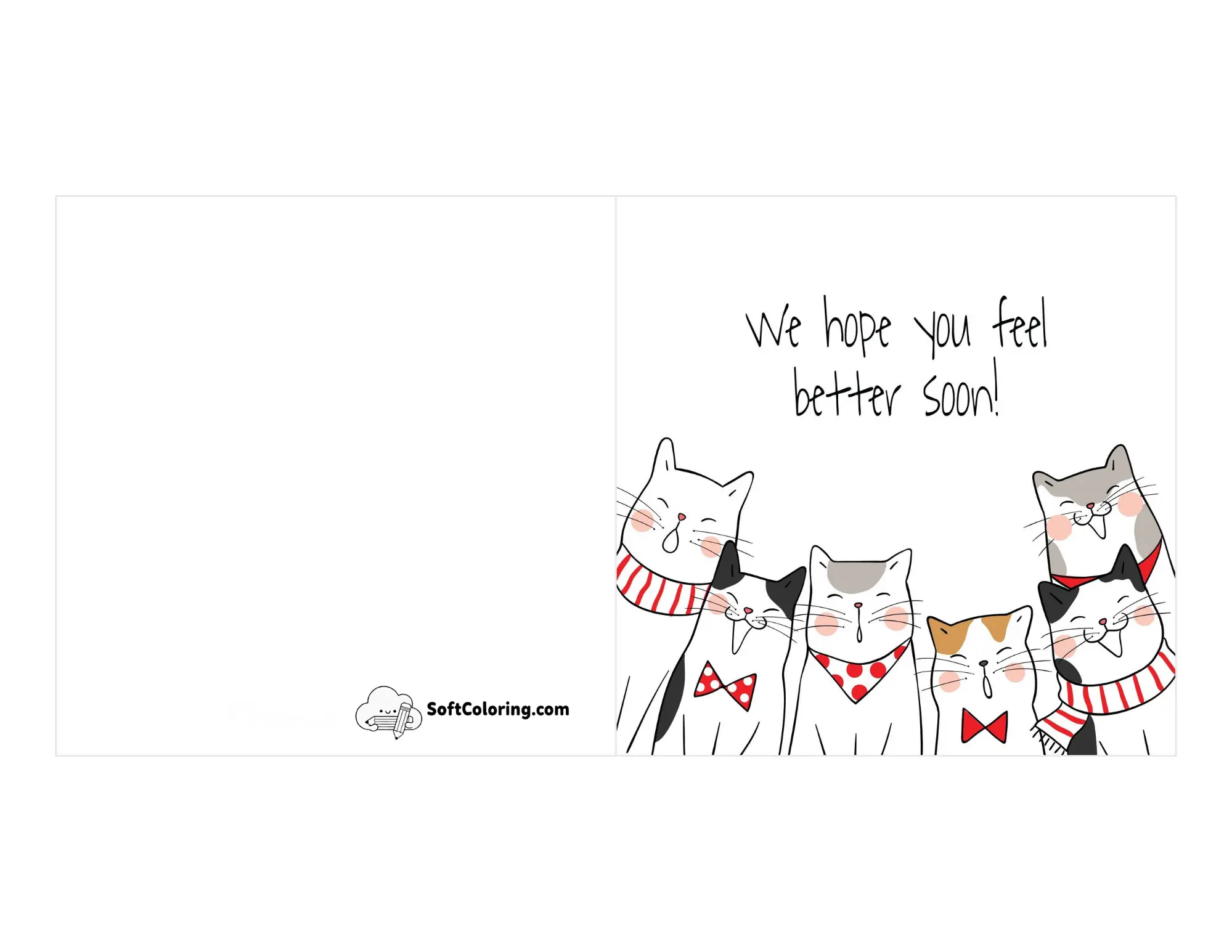 "We Hope You Feel Better Soon" Cute Cats Card For Friends