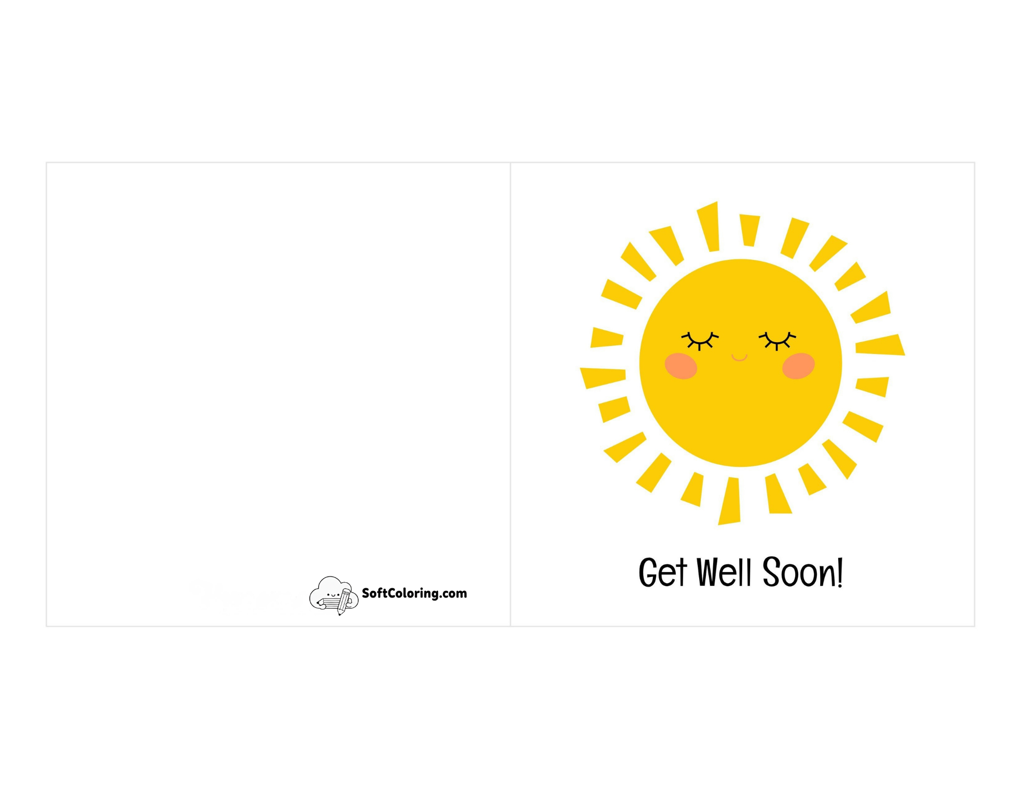 Cute "Get Well Soon" Sunshine Card To Print