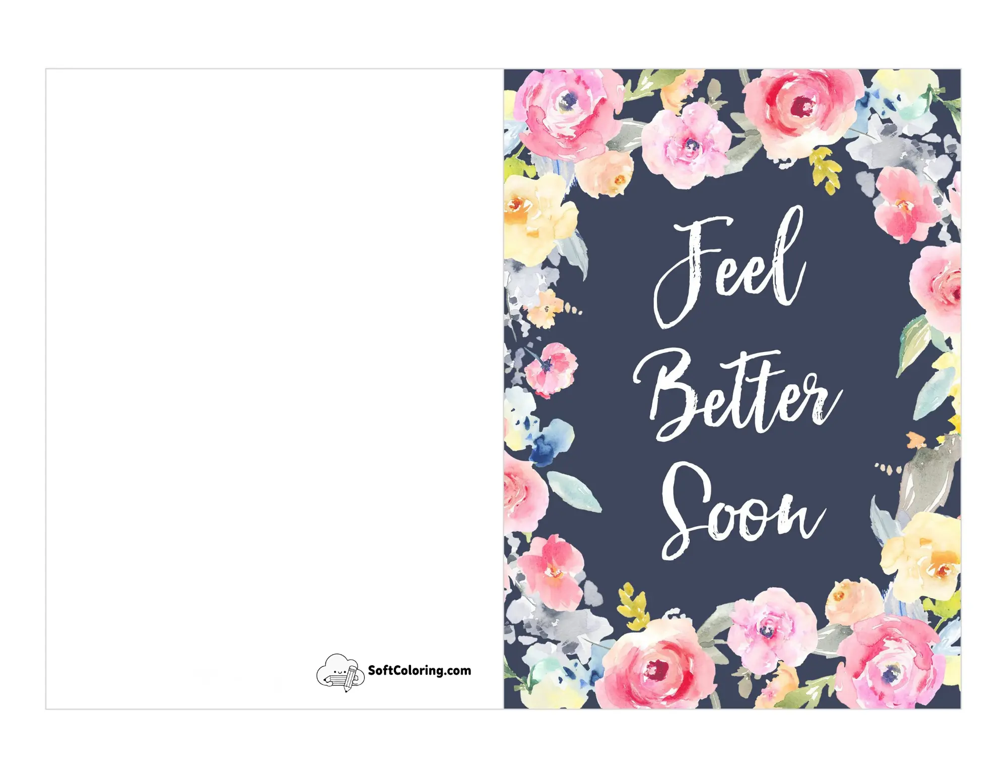 "Feel Better Soon" Botanical Border Printable Card