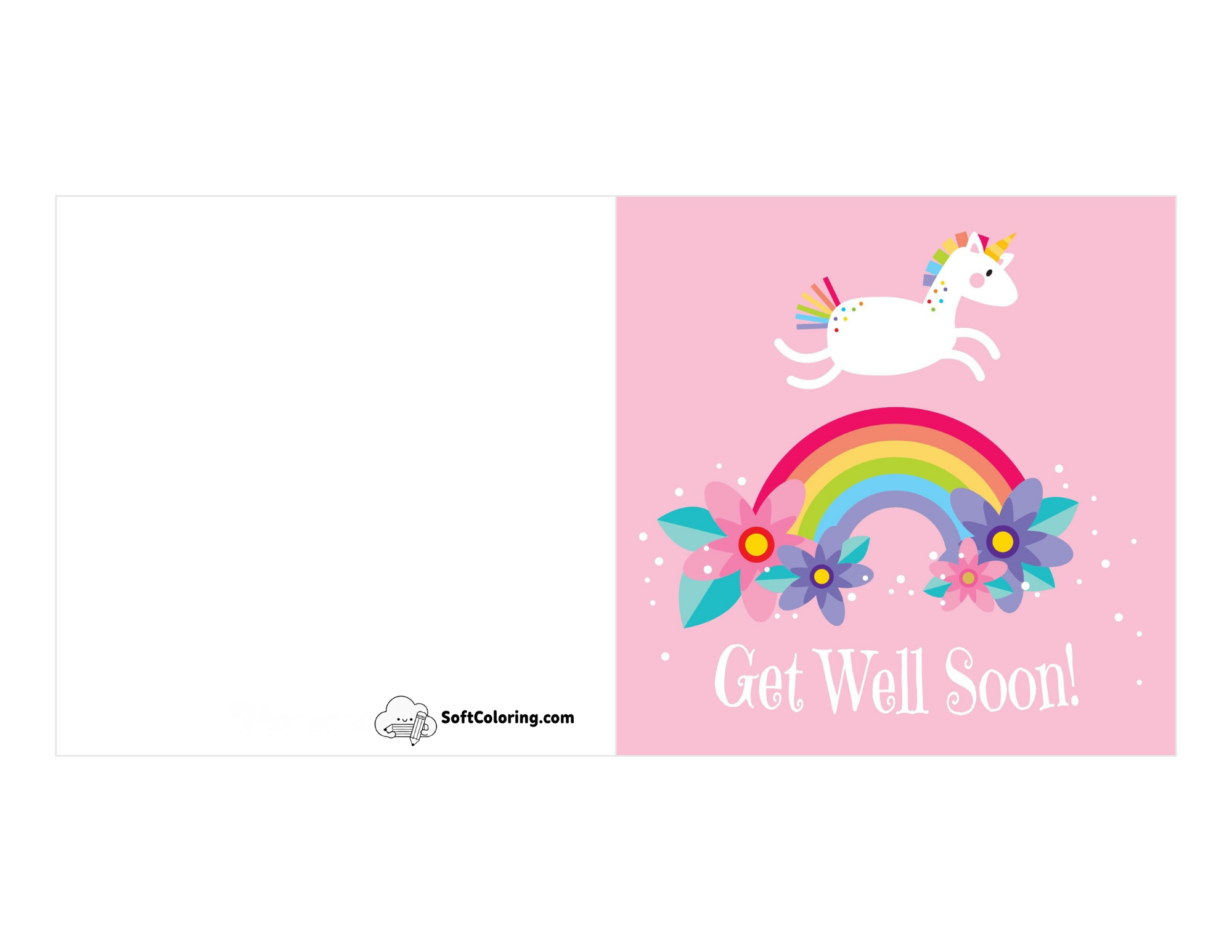 "Get Well Soon" Magical Unicorn Card For Kids