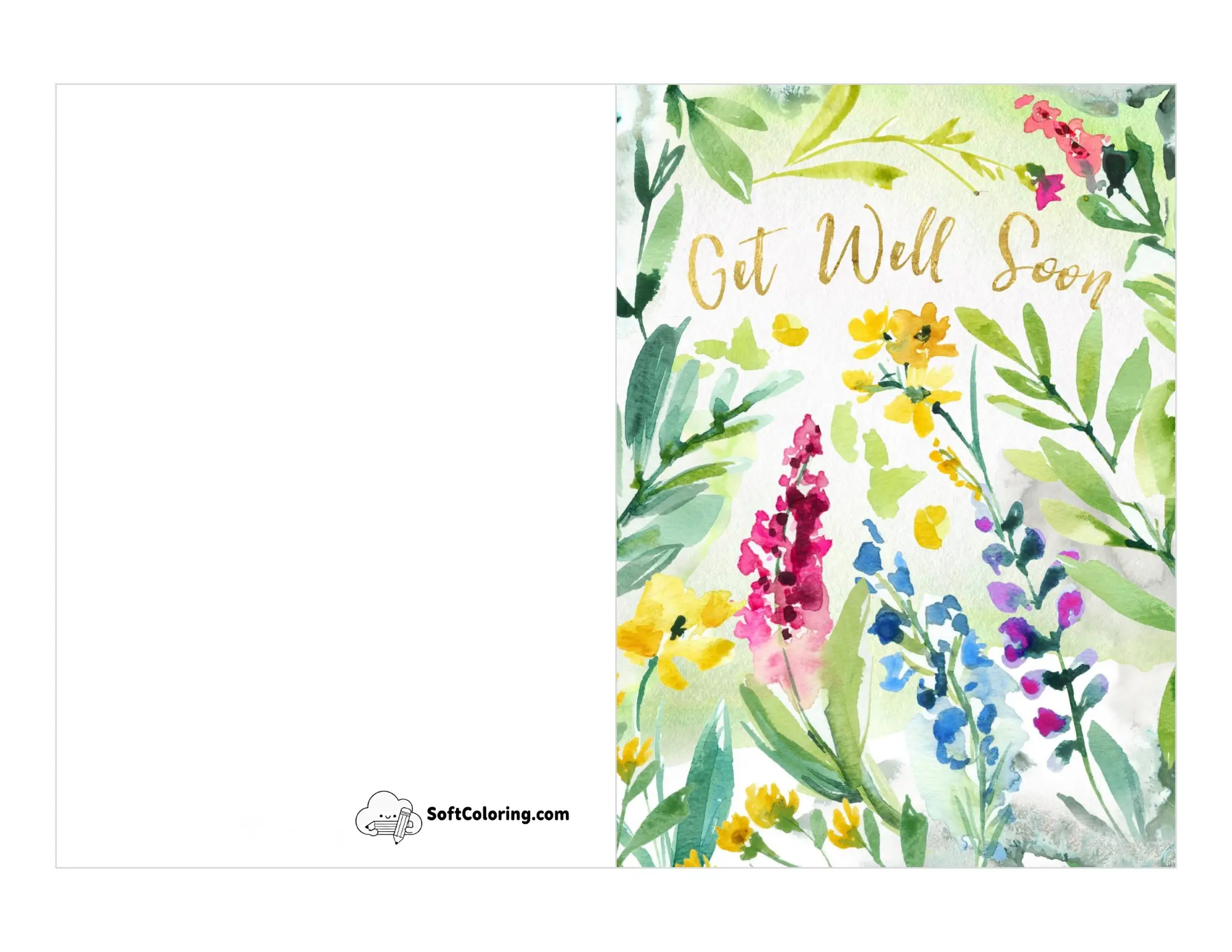 Beautiful Botanical "Get Well Soon" Printable Card