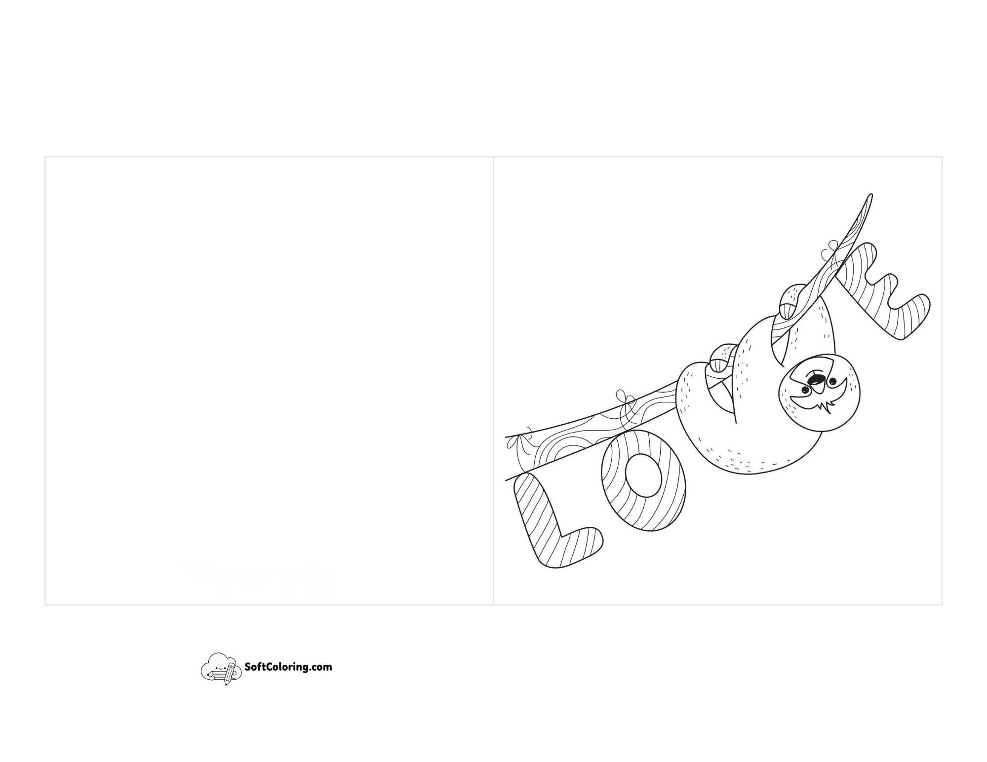 "L O V E" Cute Sloth Anniversary Card To Color