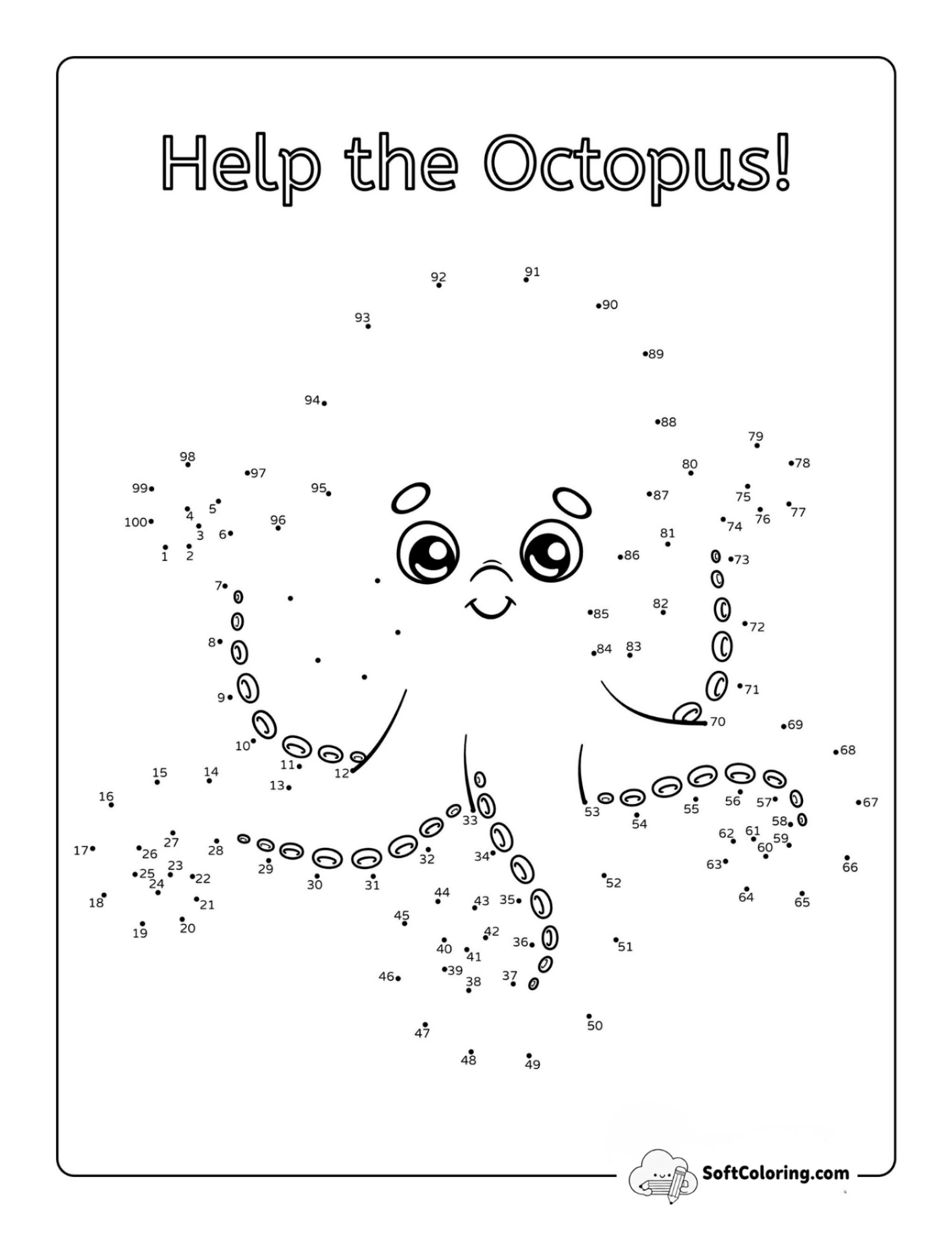 Connect The Dots Octopus Coloring Page