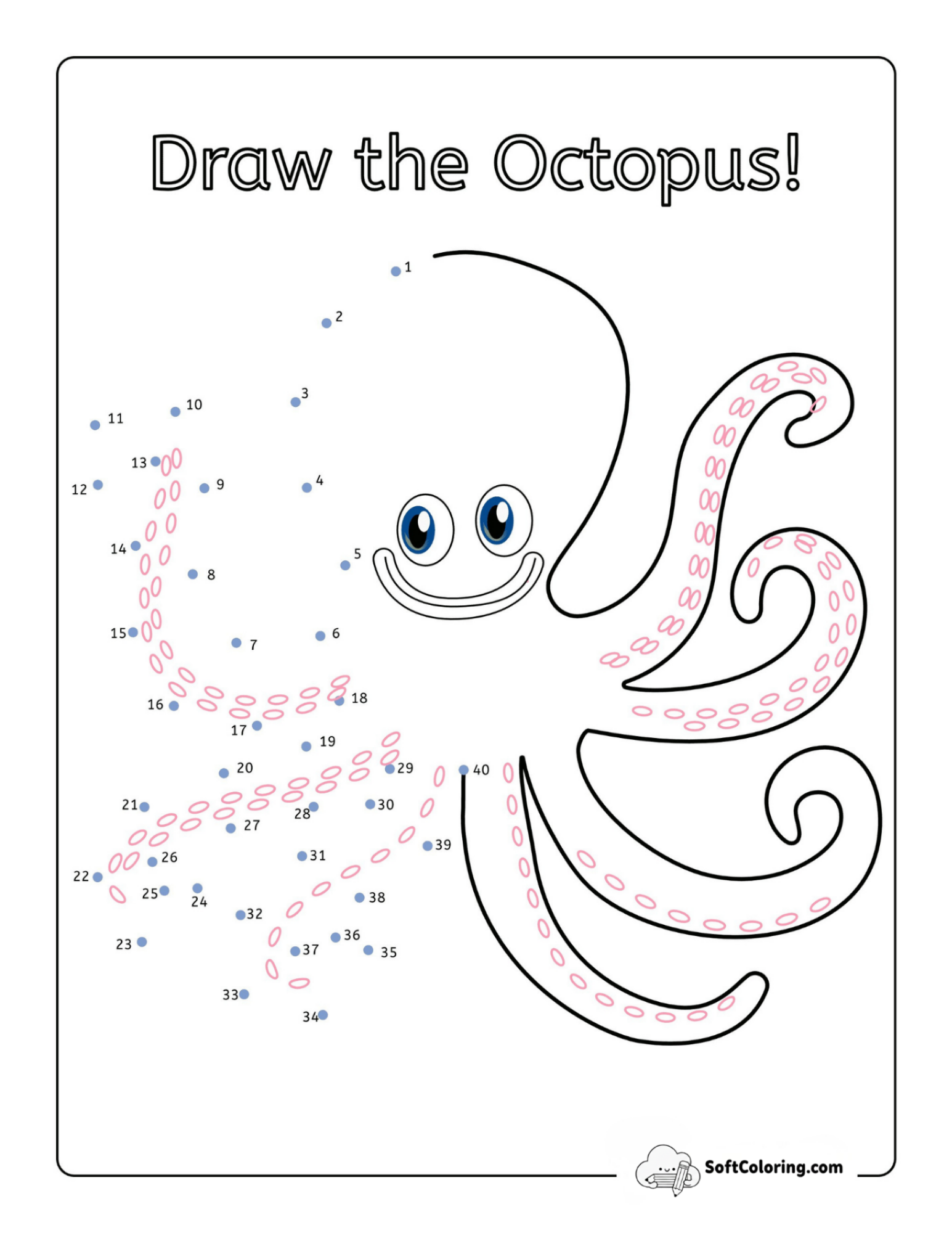 "Draw The Octopus" - Octopus Dot To Dot Printable