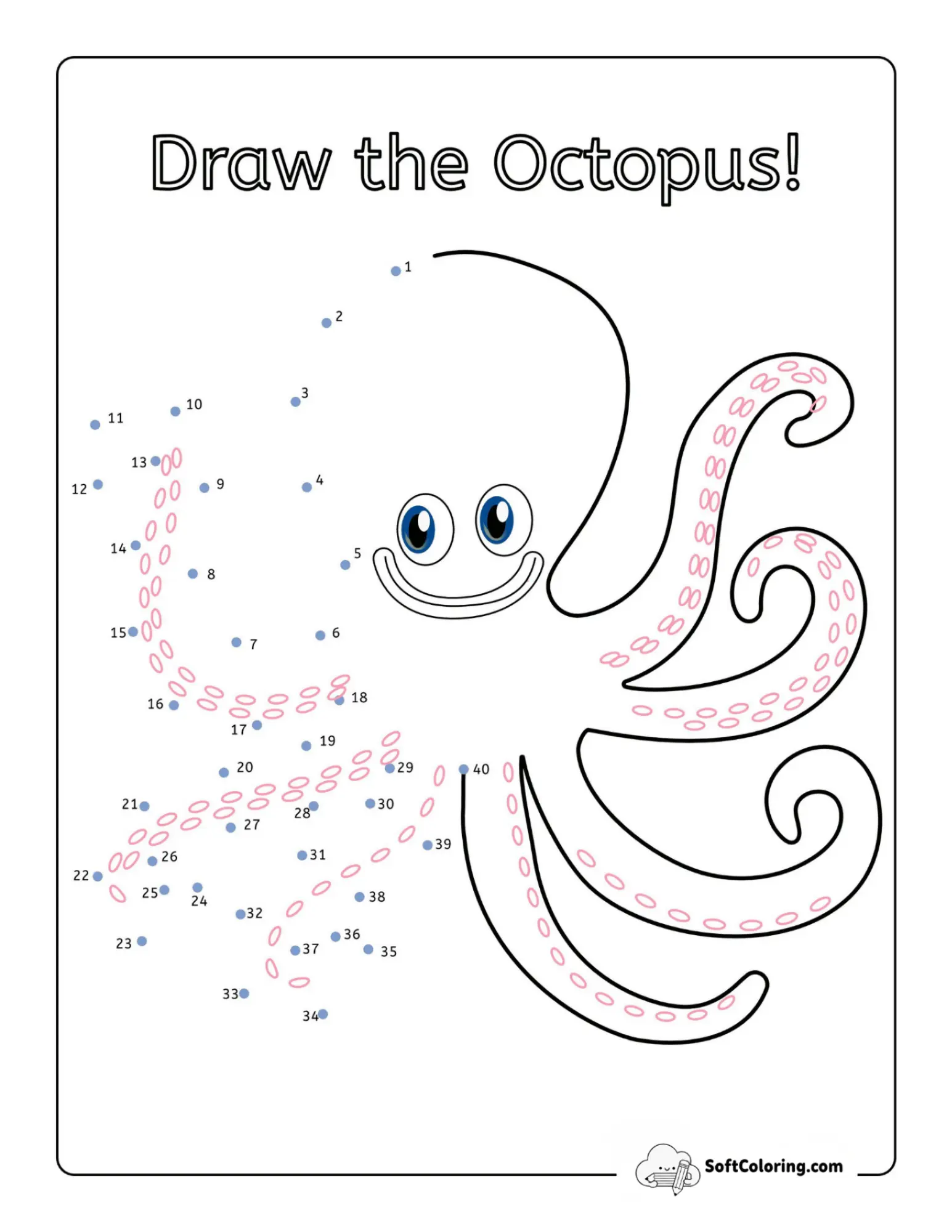 "Draw The Octopus" - Octopus Dot To Dot Printable