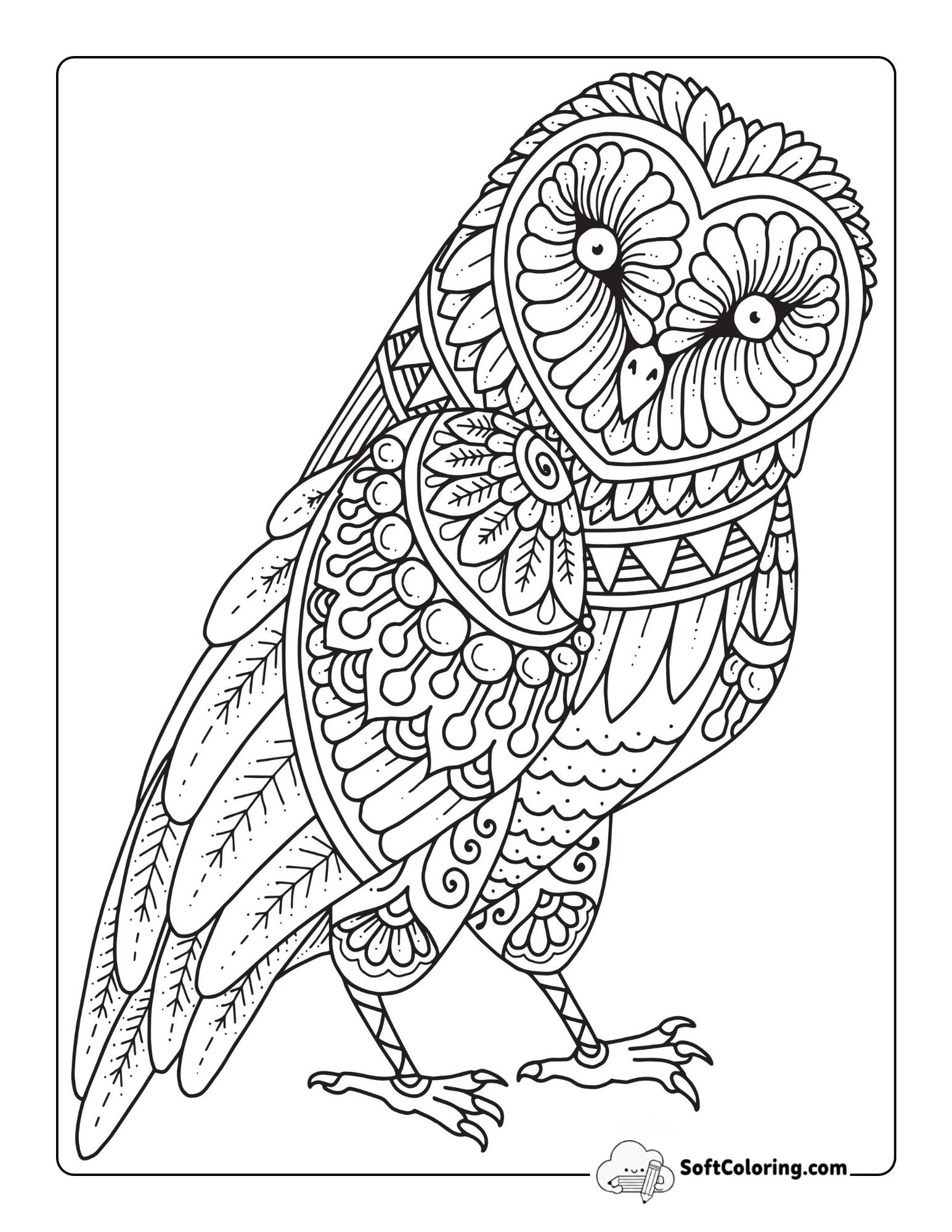 Easy Owl Mandala Printable For Adults