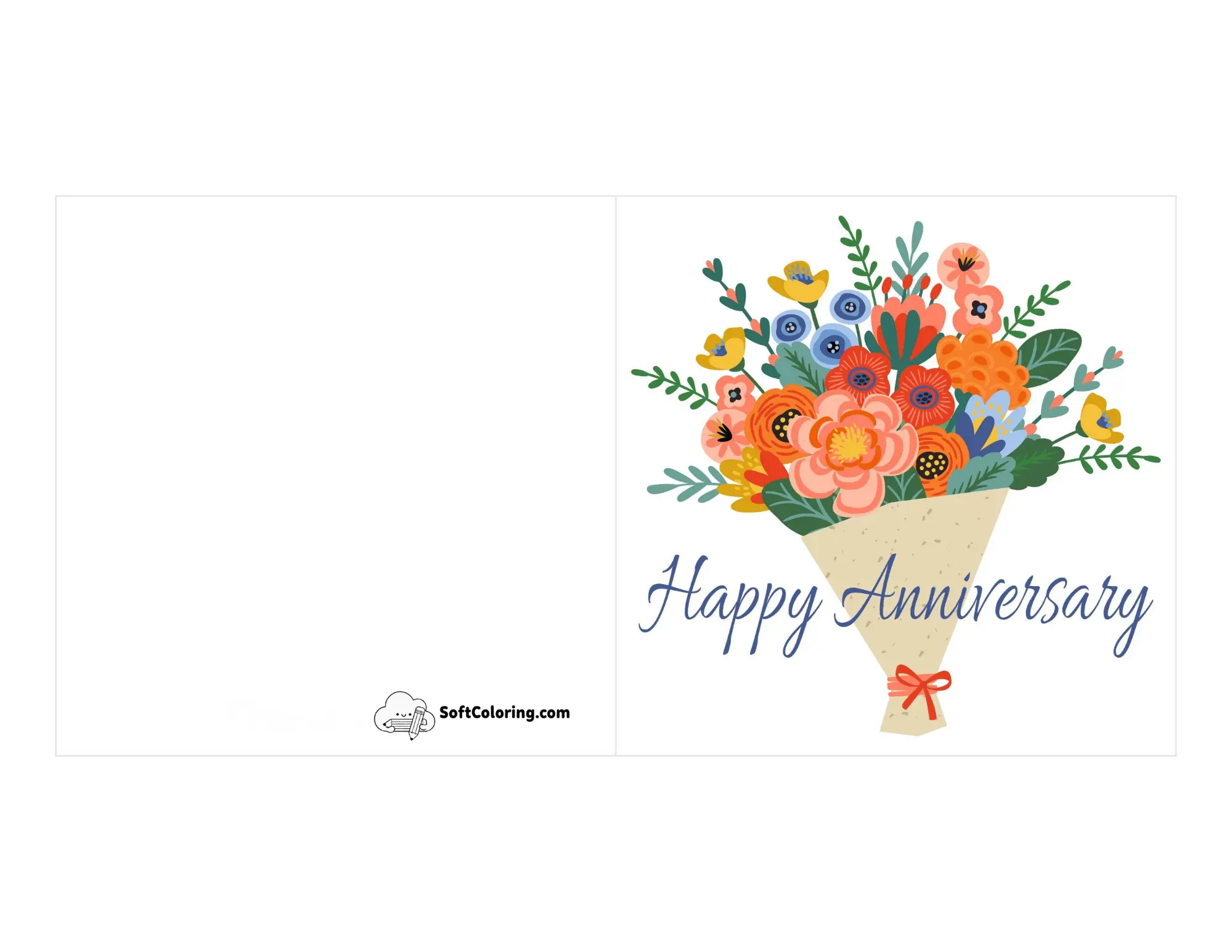 "Happy Anniversary" Colorful Bouquet Of Flowers Card