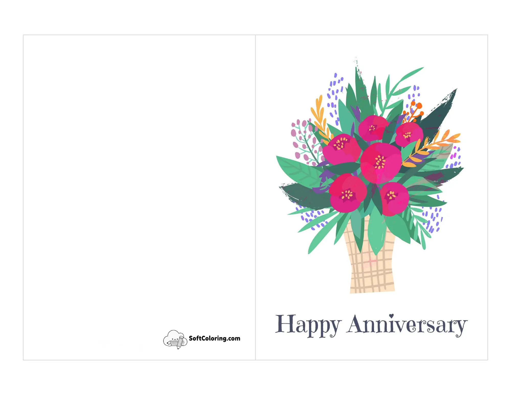"Happy Anniversary" Bunch Of Flowers Card