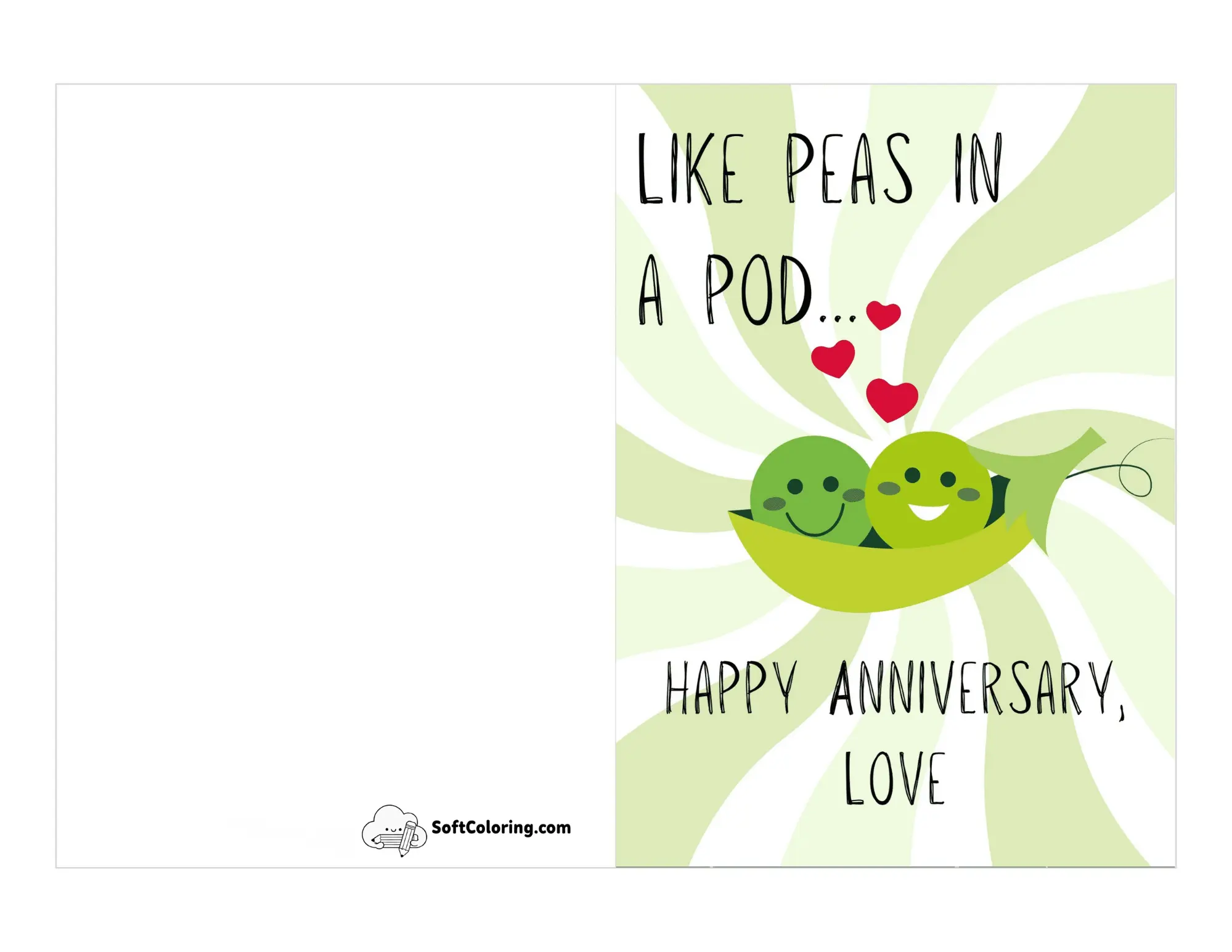 Cute "Peas In A Pod" Funny Anniversary Card Printable