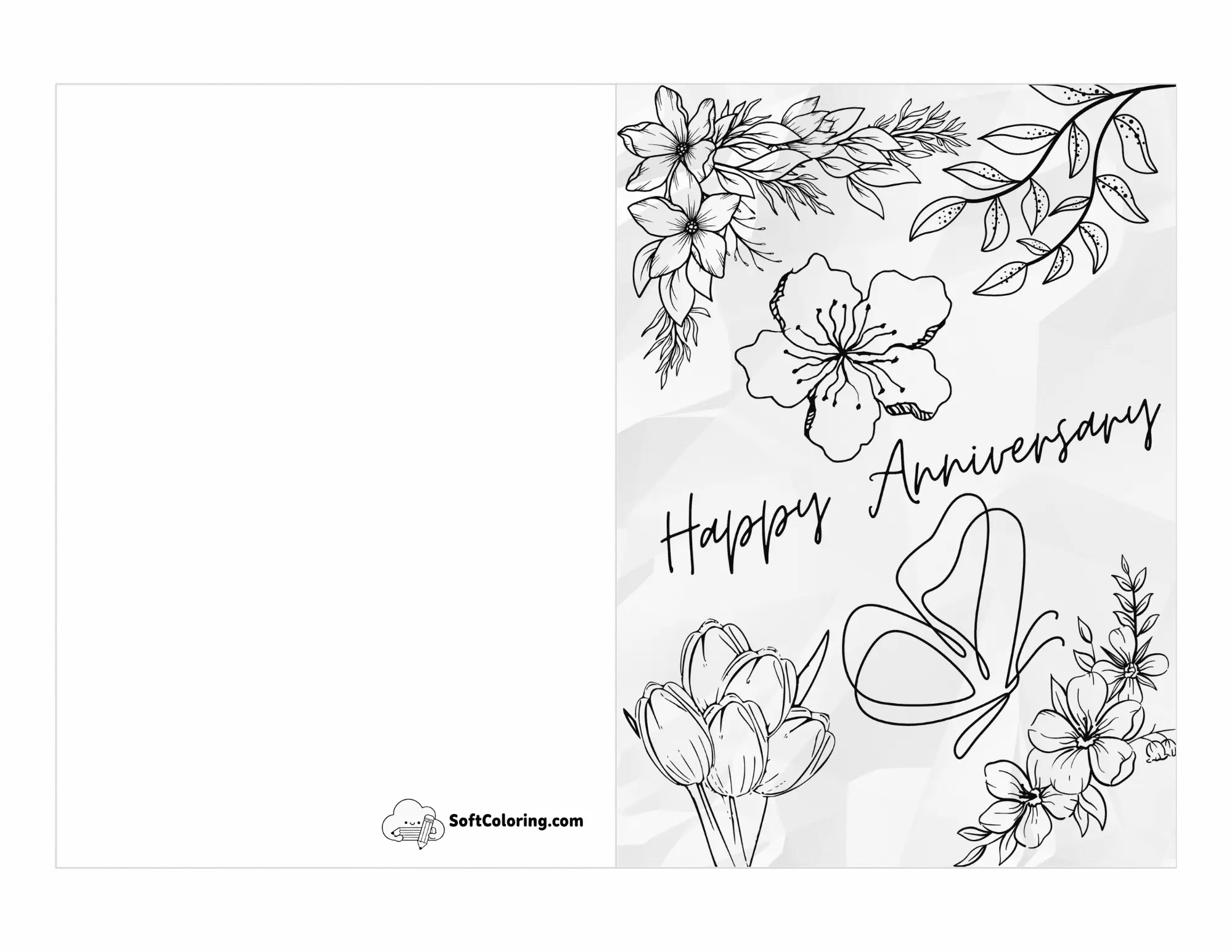 Spring Flowers Doodle Pretty Anniversary Card For Wife