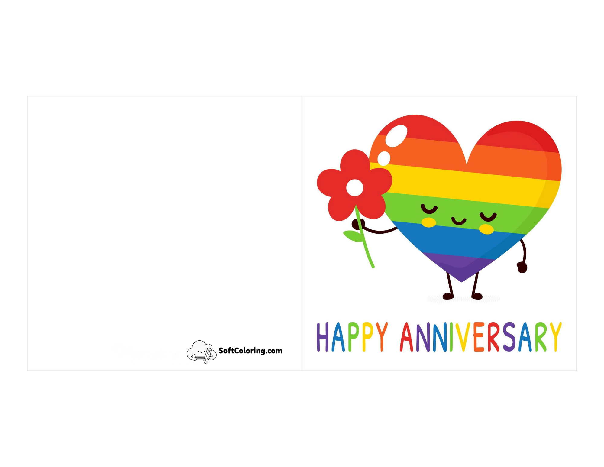 Lgbtqia+ Rainbow Heart Printable Anniversary Card