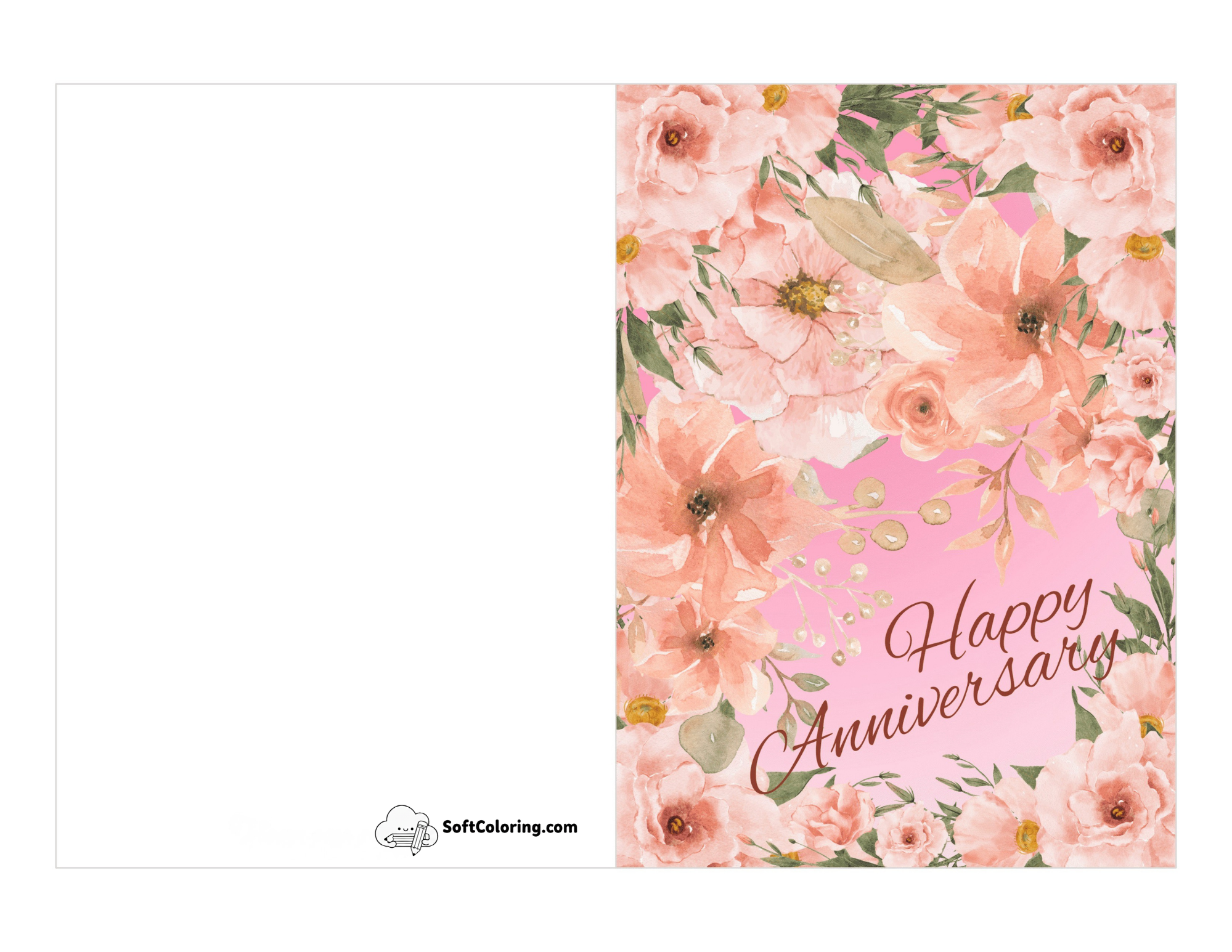 Pink Floral "Happy Anniversary" Card For Wife