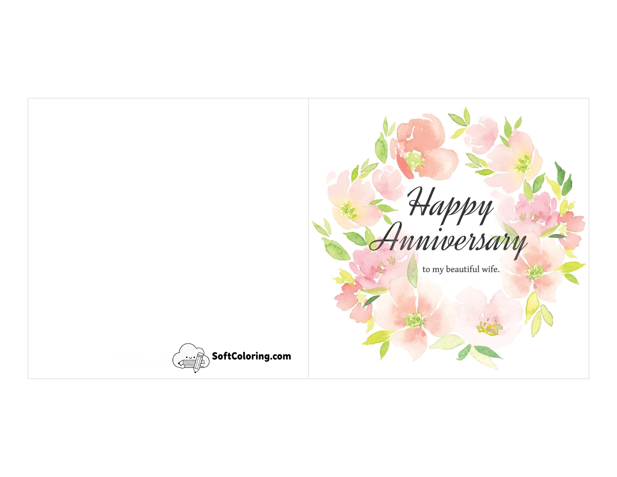 "Happy Anniversary To My Beautiful Wife" Card To Print