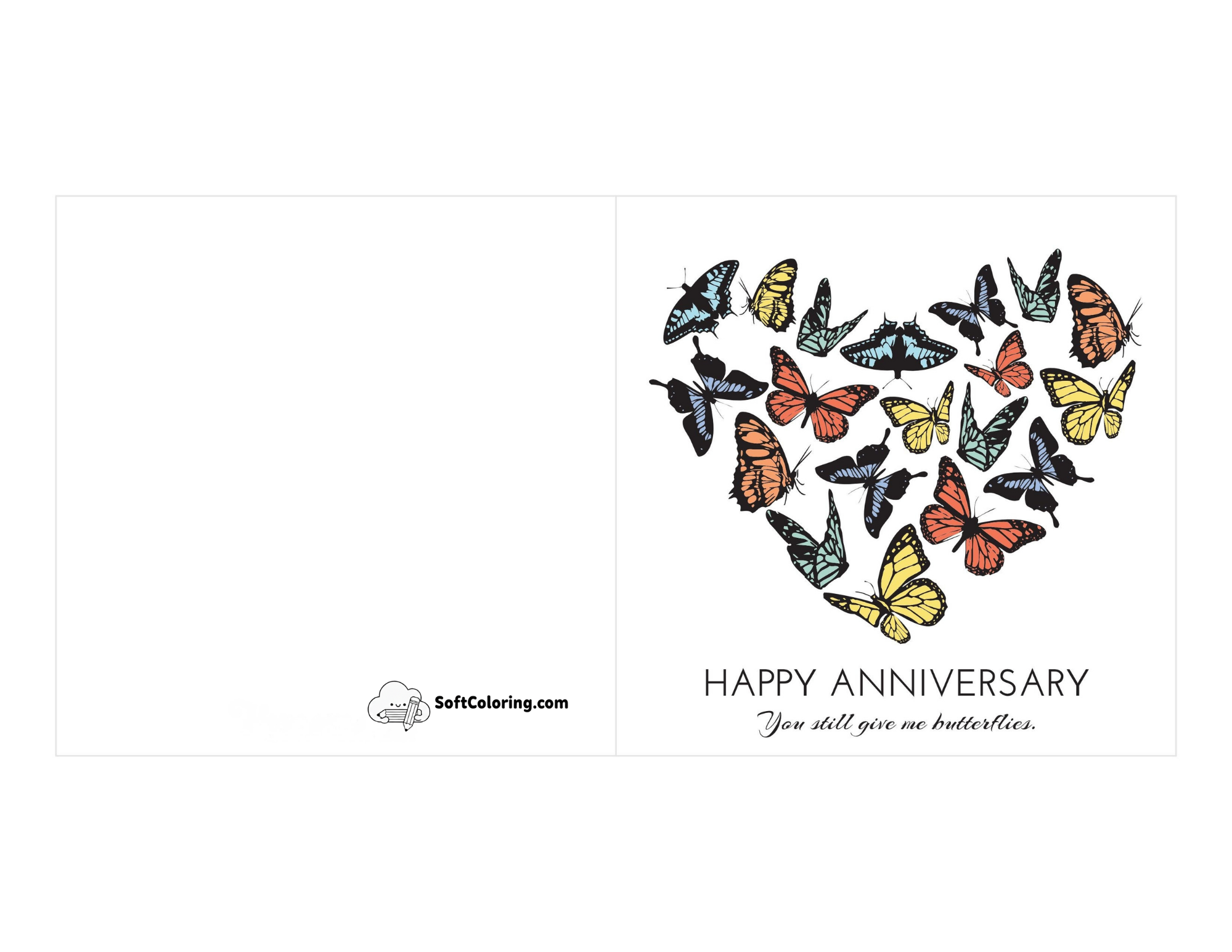 "You Still Give Me Butterflies" Anniversary Card To Print