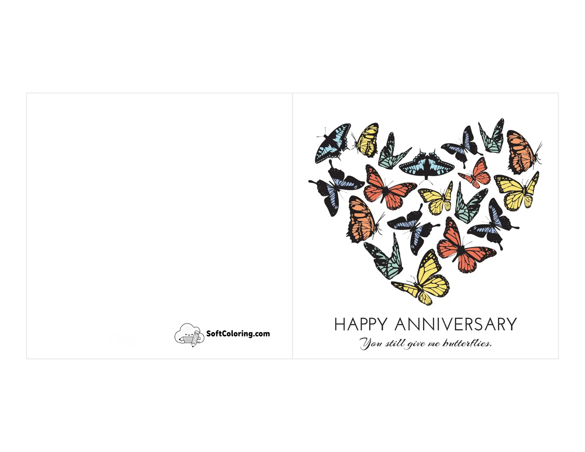 "You Still Give Me Butterflies" Anniversary Card To Print