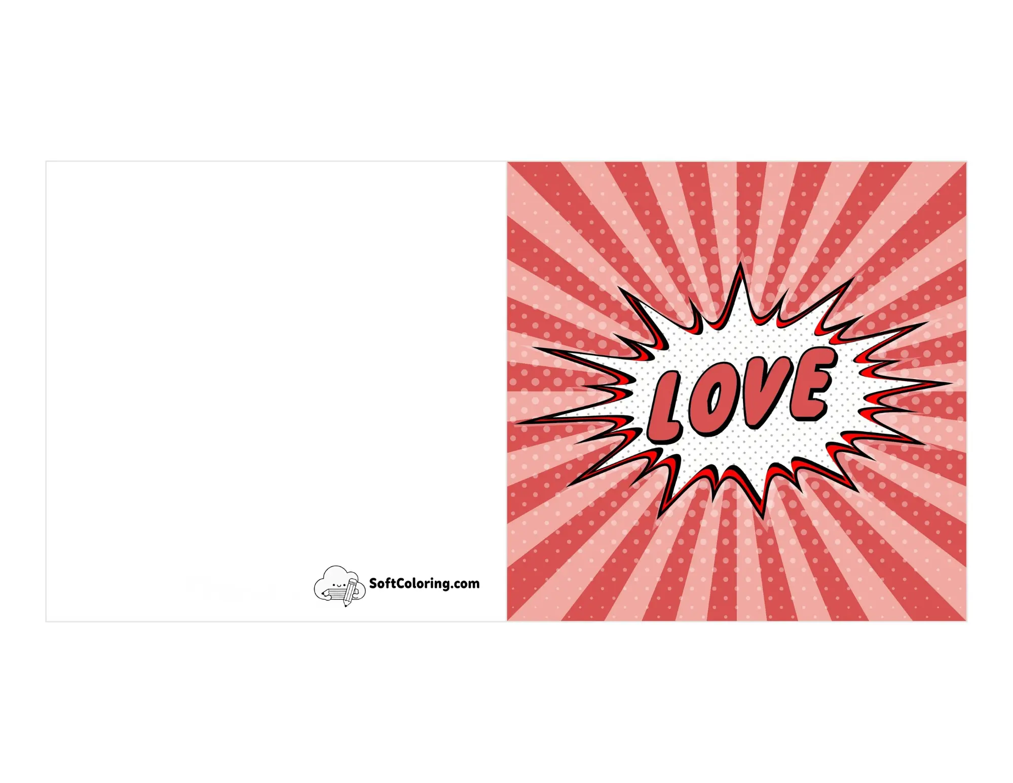 "Love" Pink/Red Comic-Style Printable Card Template