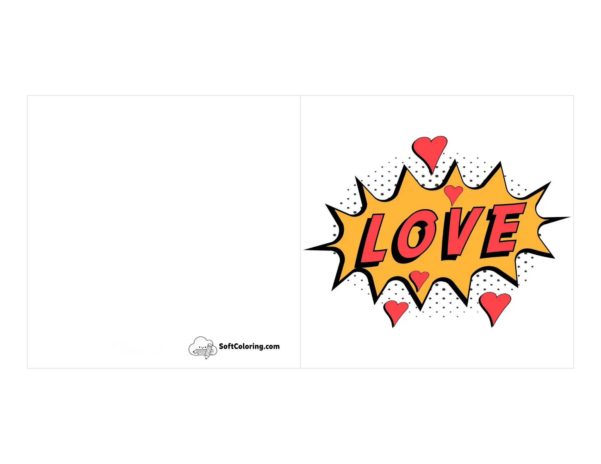 "Love" Comic-Style Printable Card Template