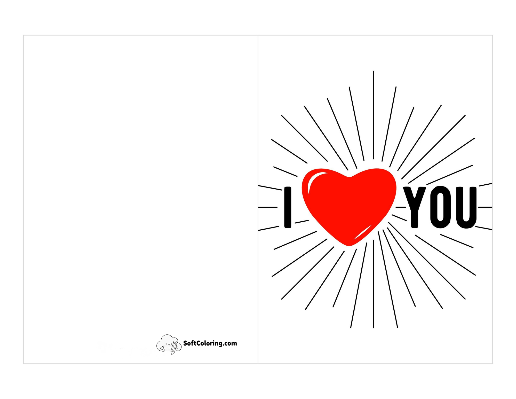"I Love You" Black And Red Printable Card Template