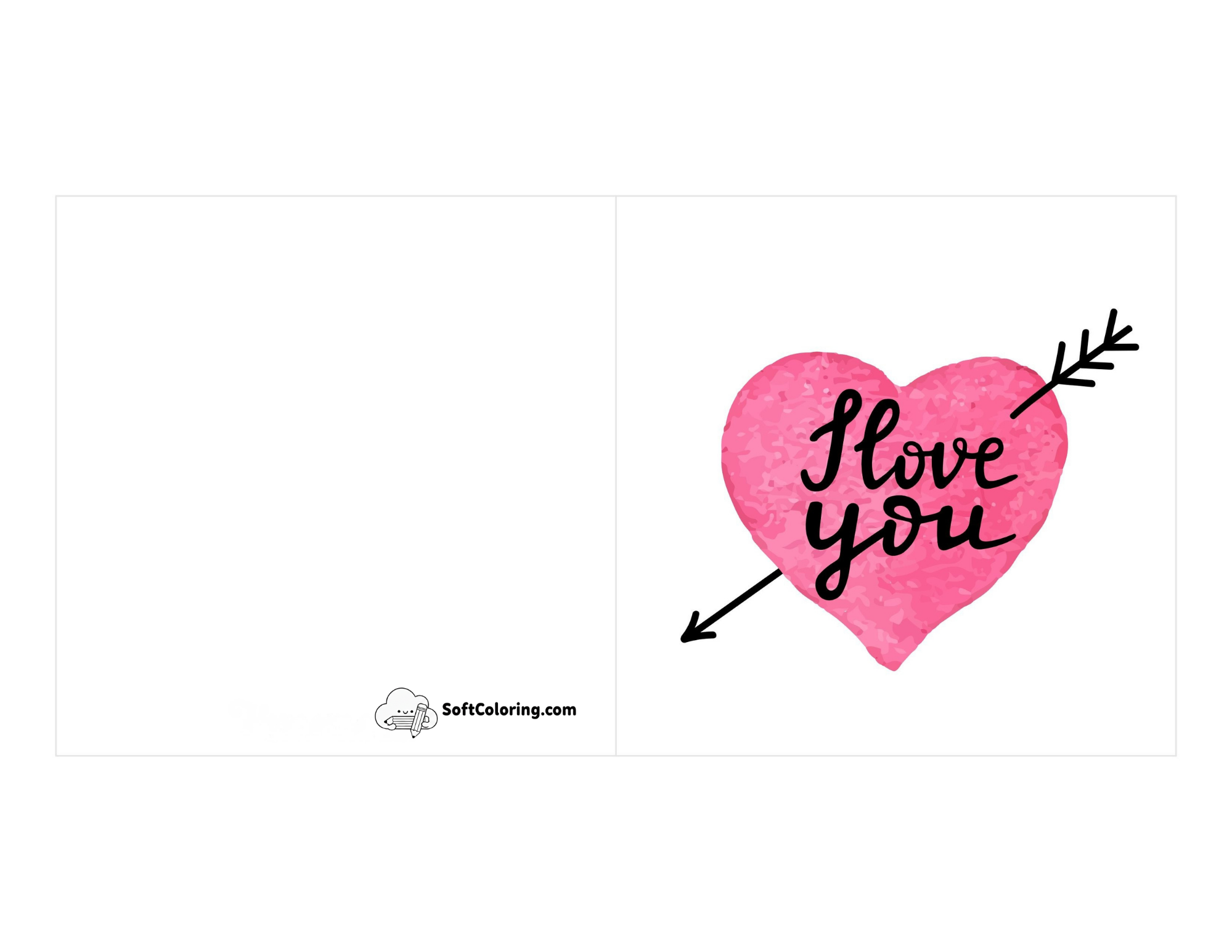 "I Love You" Pink Watercolor Heart Card