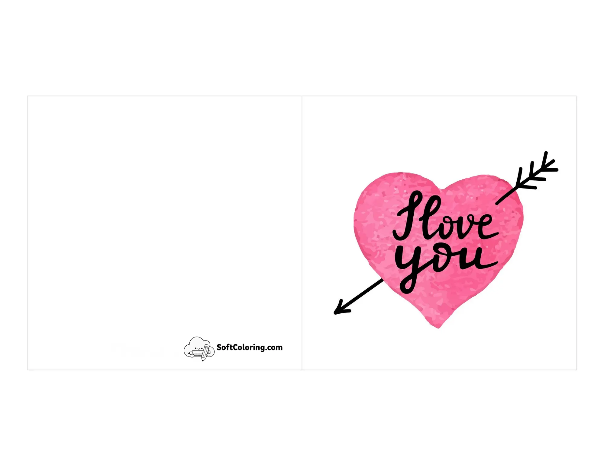 "I Love You" Pink Watercolor Heart Card