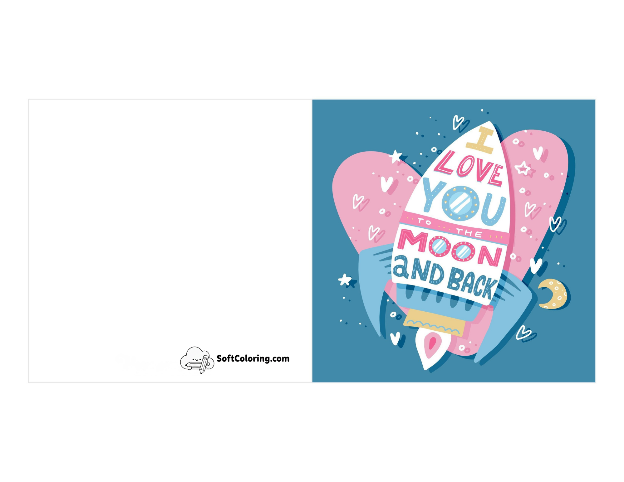 "I Love You To The Moon And Back" Cute Rocket Anniversary Card