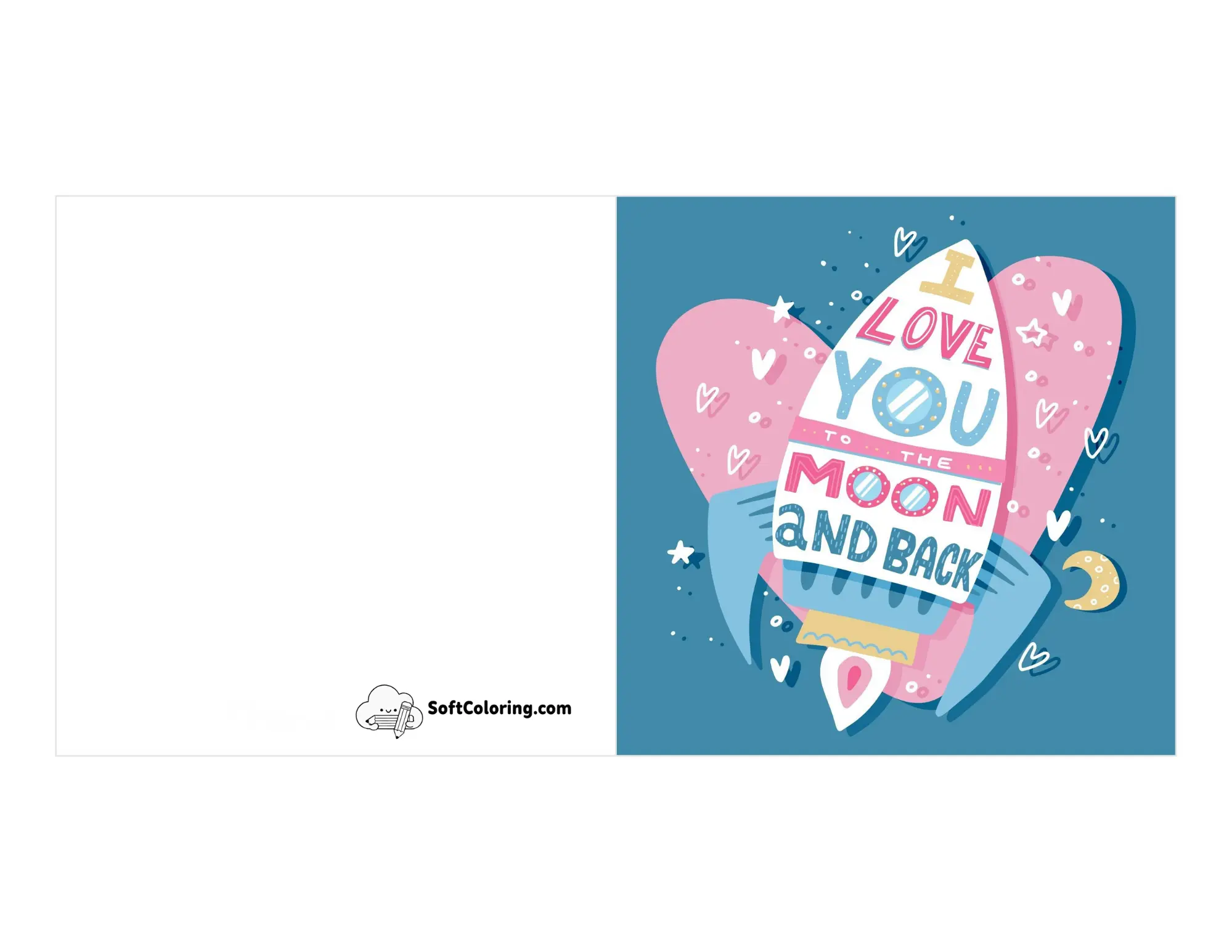 "I Love You To The Moon And Back" Cute Rocket Anniversary Card