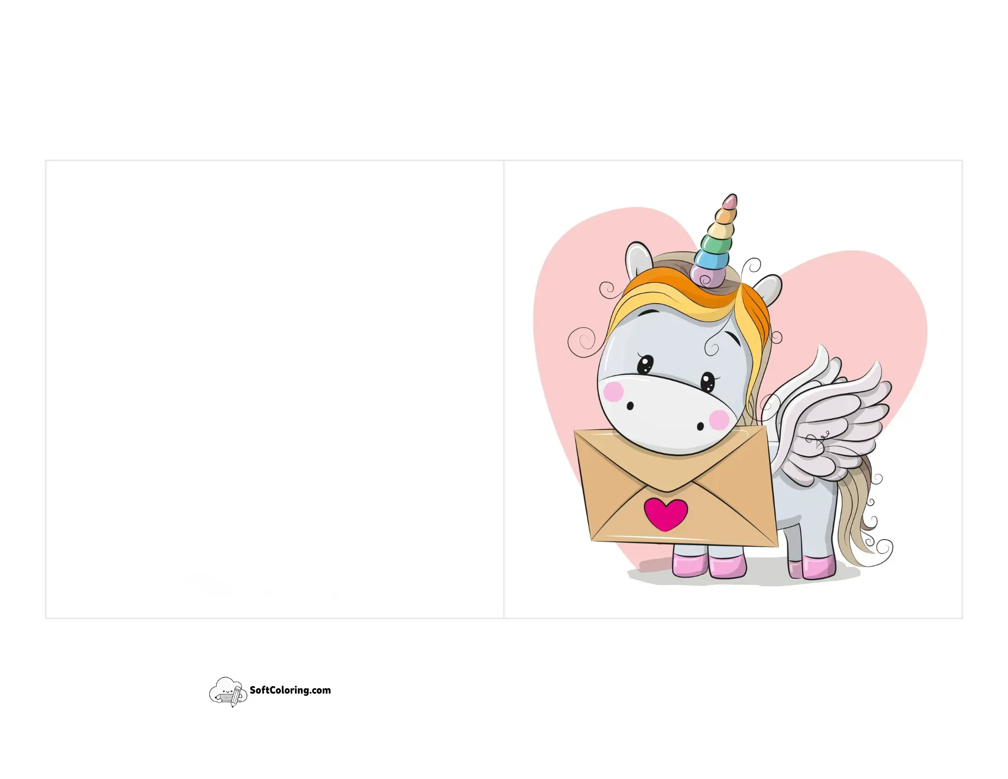 Cute Rainbow Unicorn Love Note Printable Card