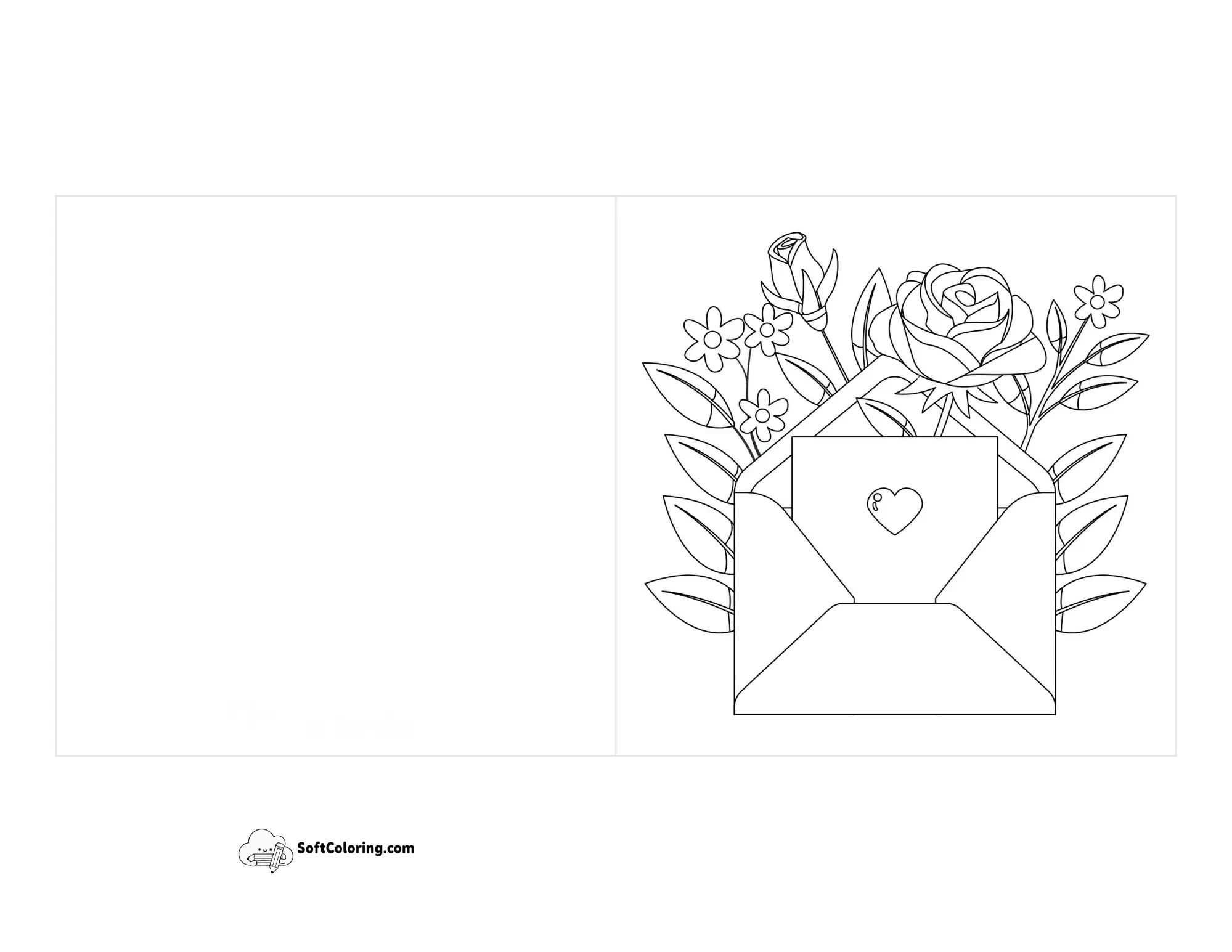Love Note And Flowers Coloring Anniversary Card To Print