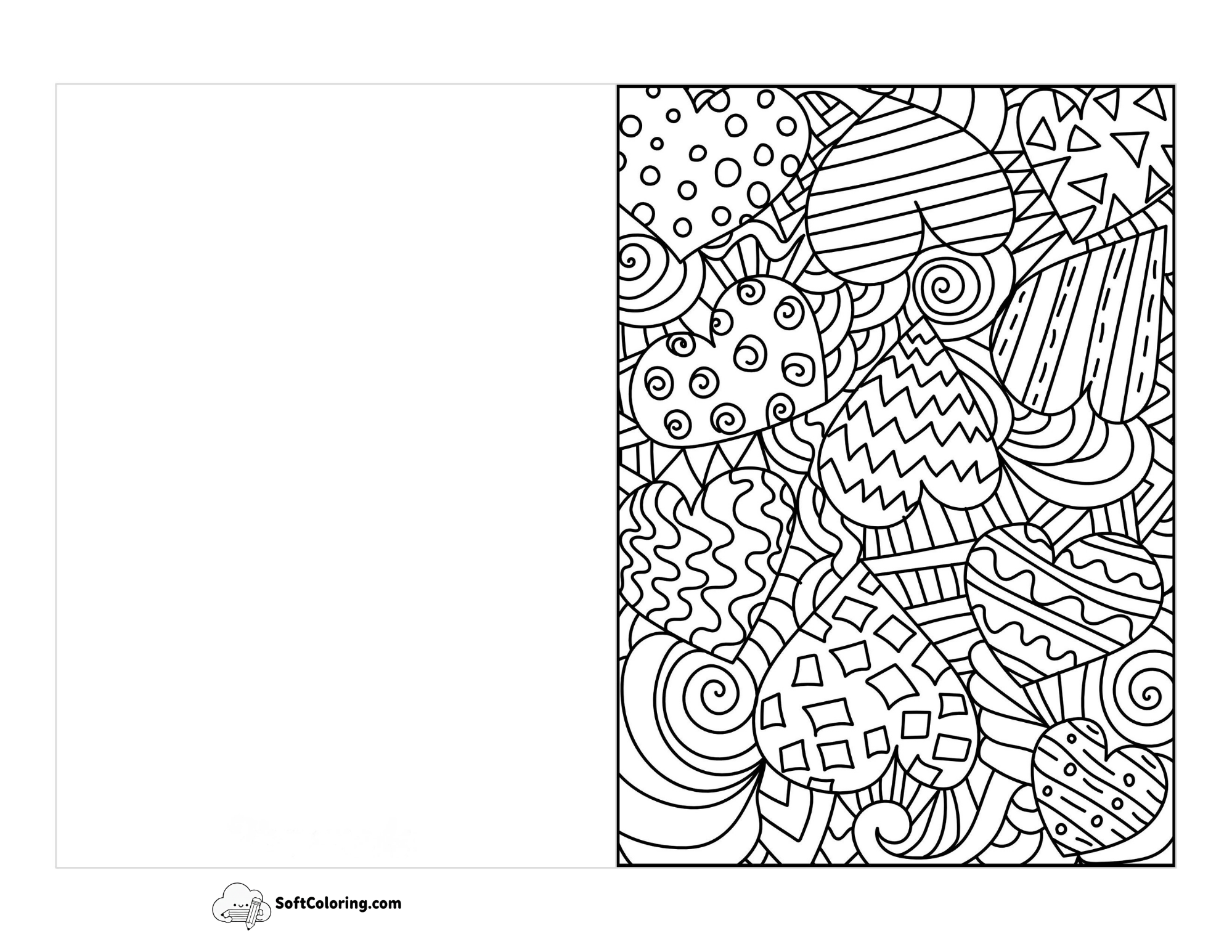 Hearts Anniversary Card To Color