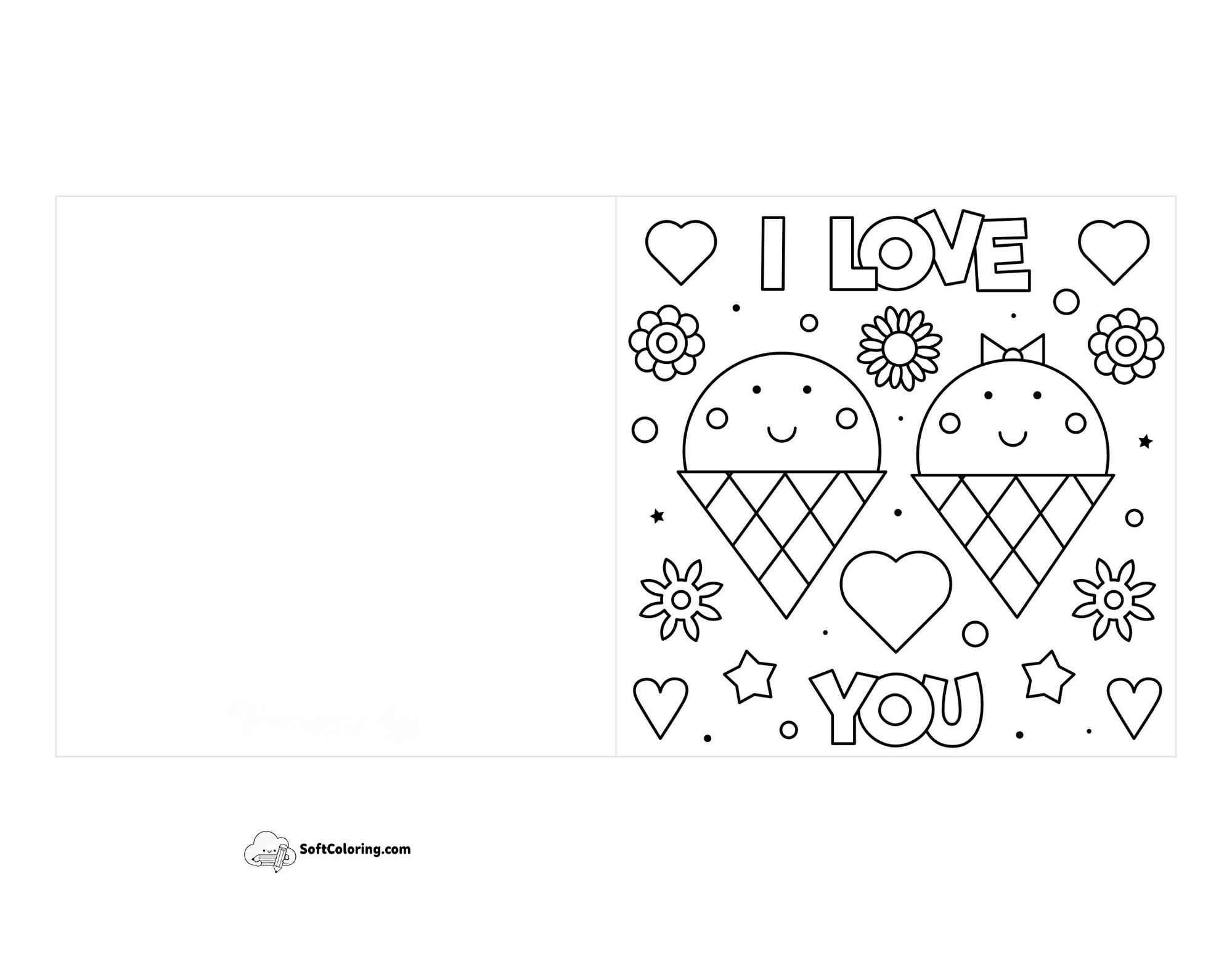 "I Love You" Sweet Printable Anniversary Card To Color