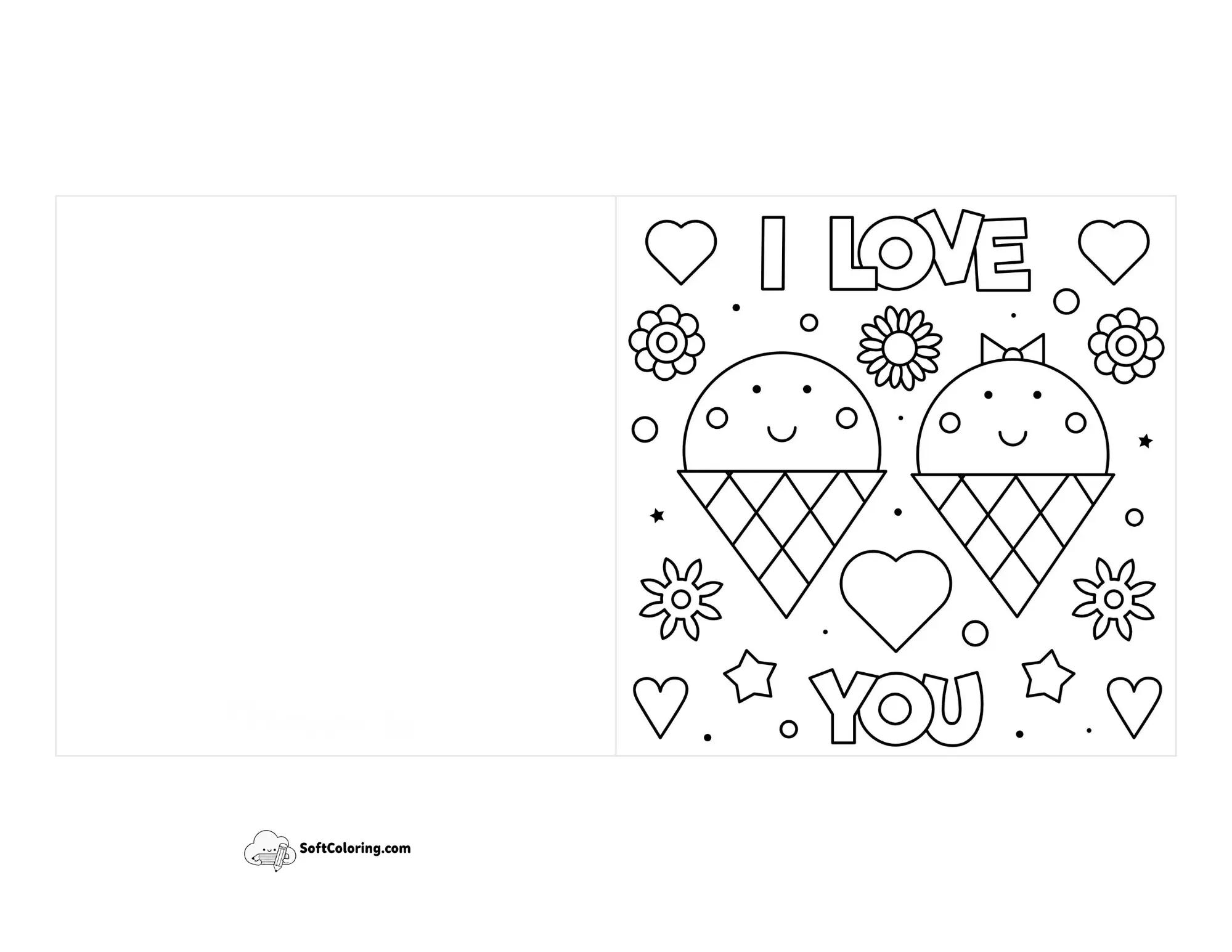 "I Love You" Sweet Printable Anniversary Card To Color