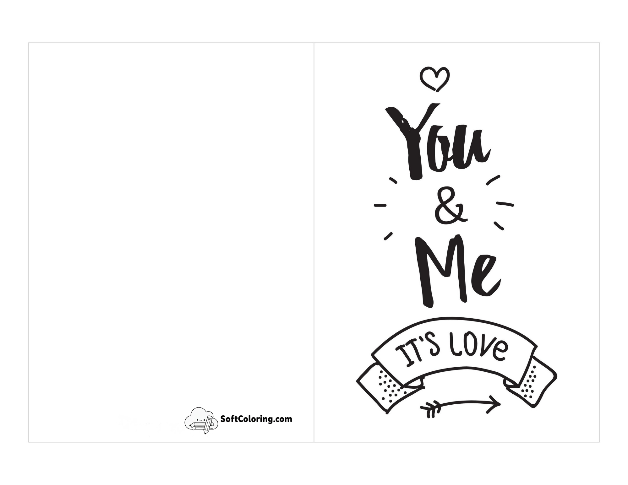 "You & Me, It's Love" Black & White Card Template