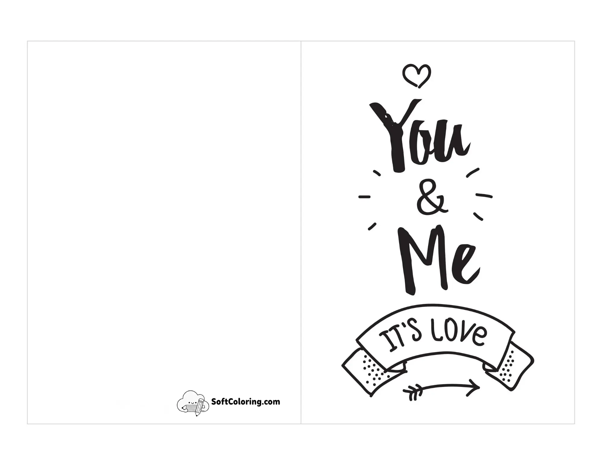 "You & Me, It's Love" Black & White Card Template