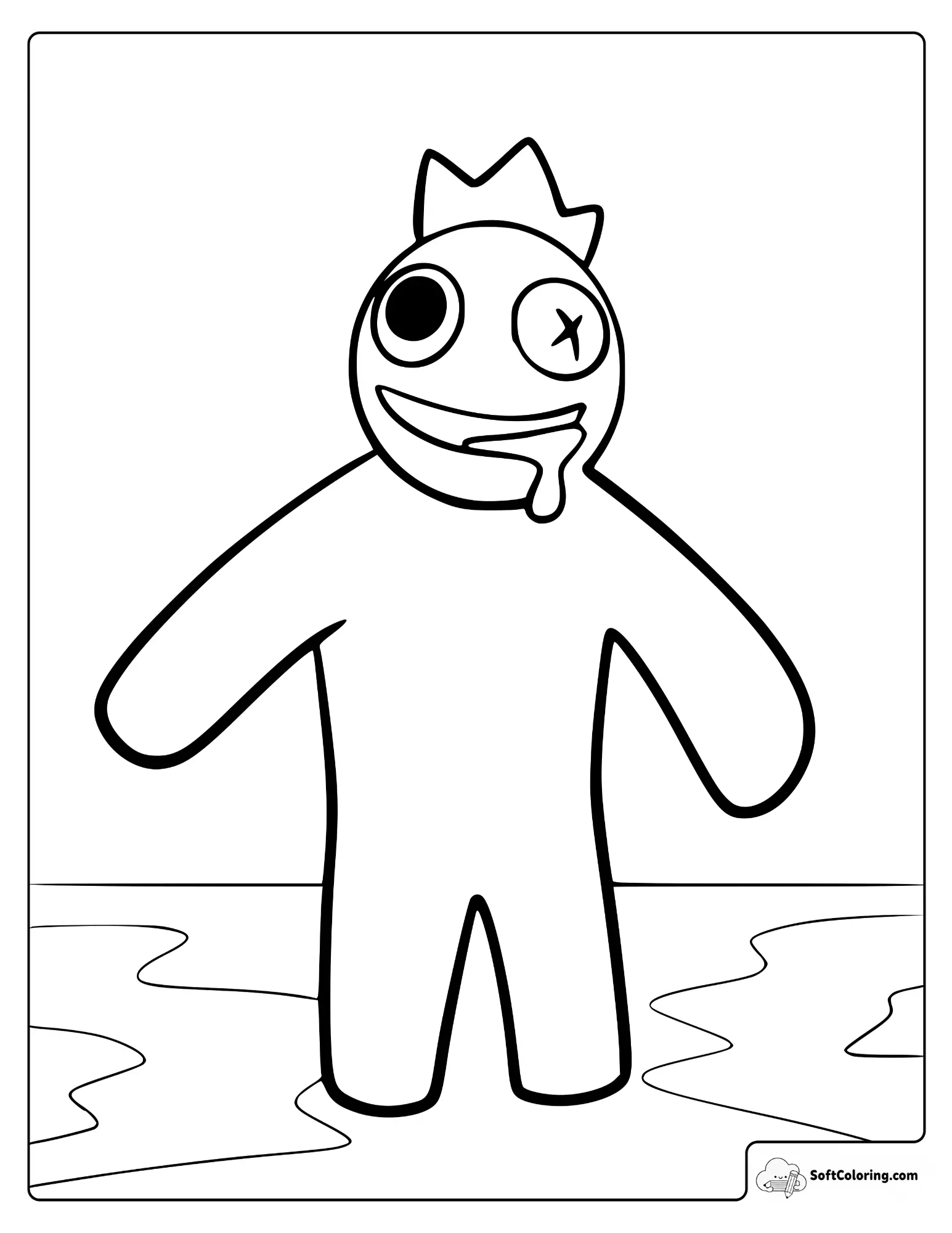 Rainbow Friends Blue Coloring Page