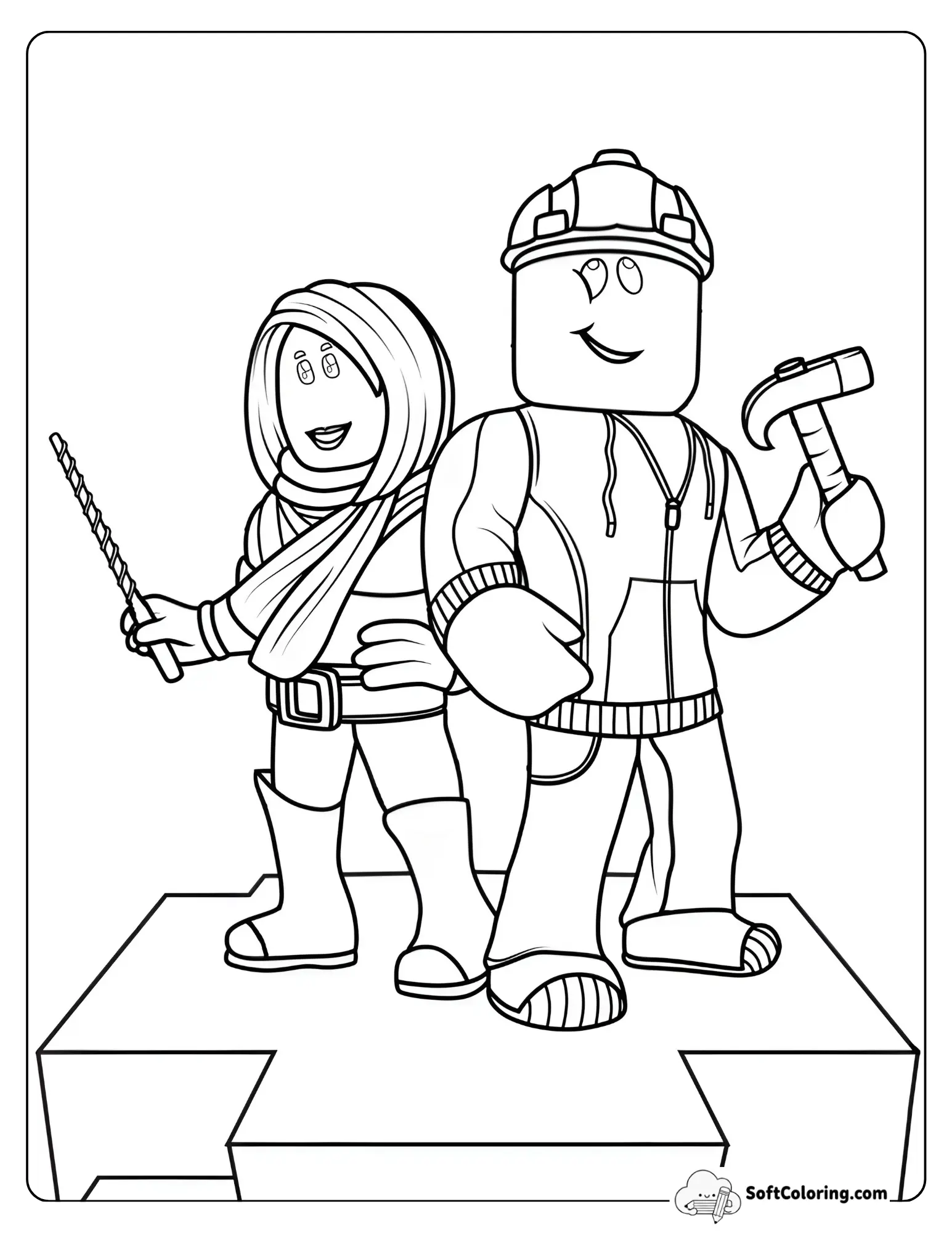Roblox Builder Skin Characters Coloring Page