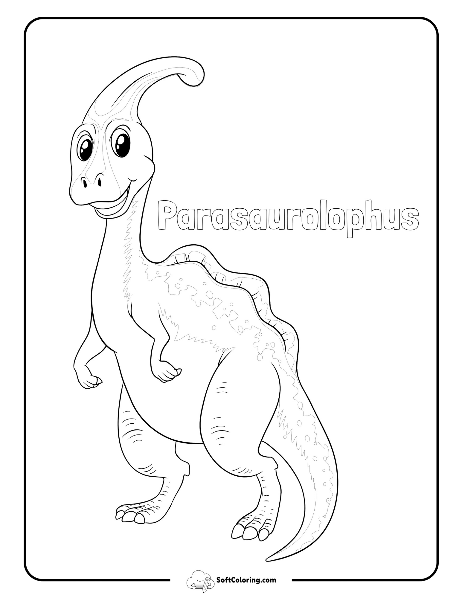 Parasaurolophus Dinosaur Coloring Sheet With Name