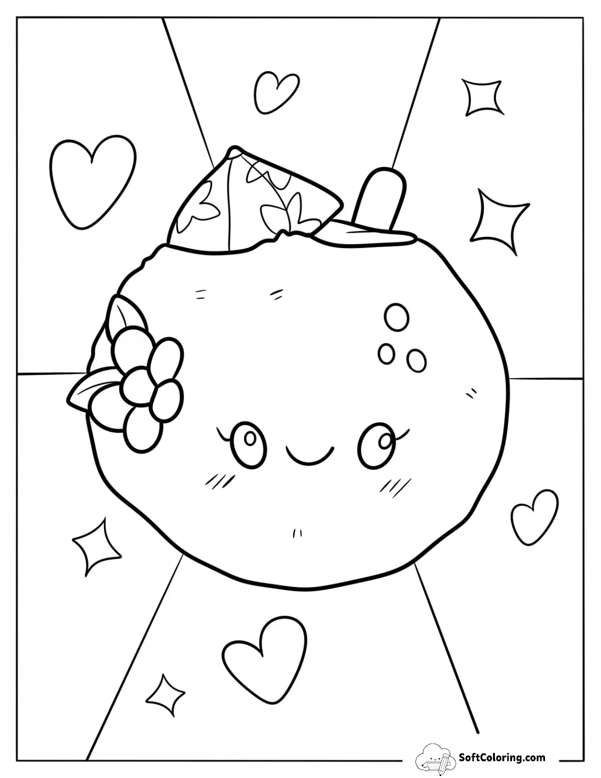 Adorable Coconut Drink With Flowers And Hearts For Kids