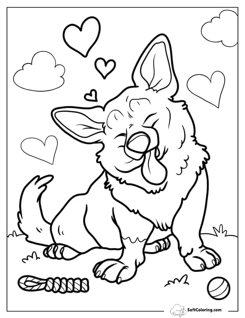 Adorable Corgi Puppy With Hearts