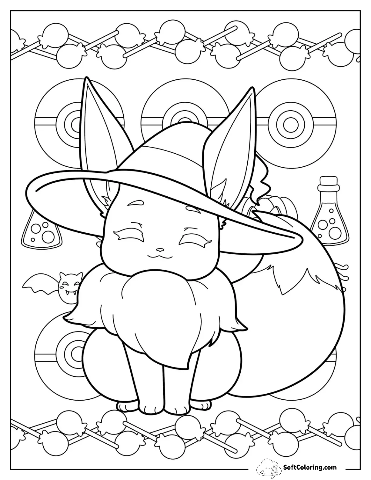 Halloween Pokemon Adorable Eevee Wearing A Witch Hat