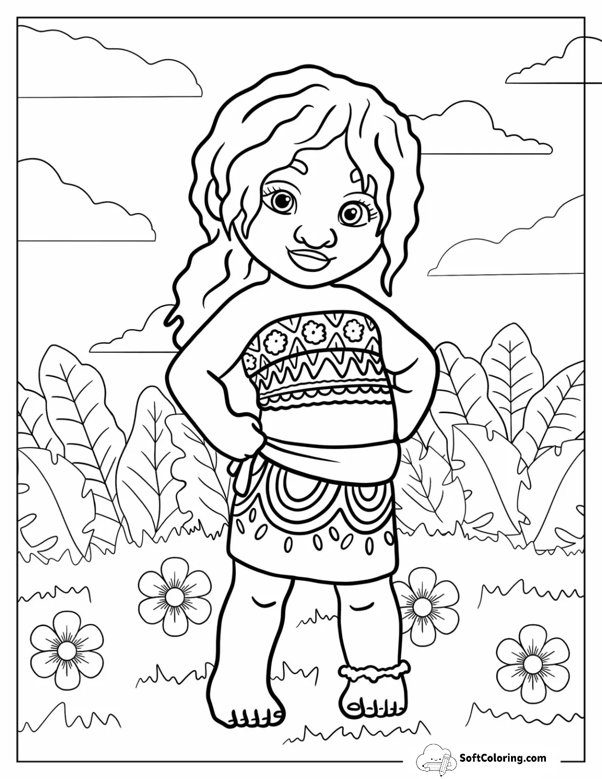 Moana Coloring Page Of Adorable Simea For Kids