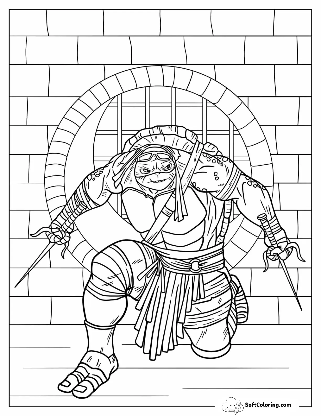 Ninja Turtles Of Adult Raphael Fighting With Twin Sai