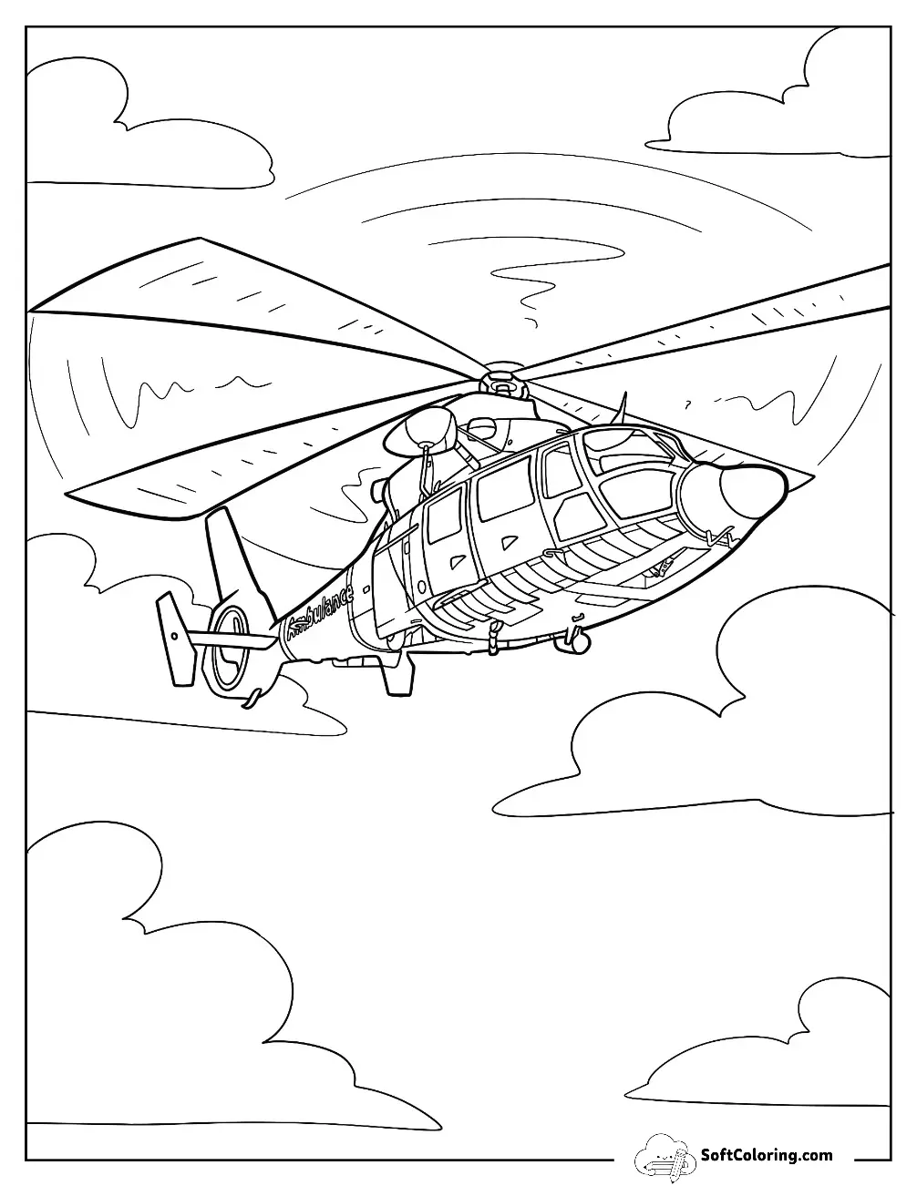 Air Ambulance Coloring Page In The Air